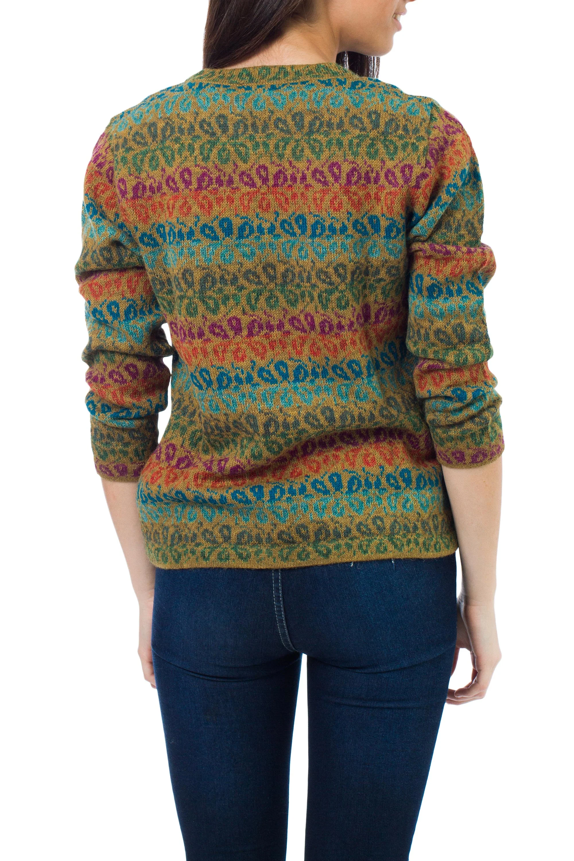 Andean Secret Alpaca Wool Art Knit Cardigan Sweater - Image 3