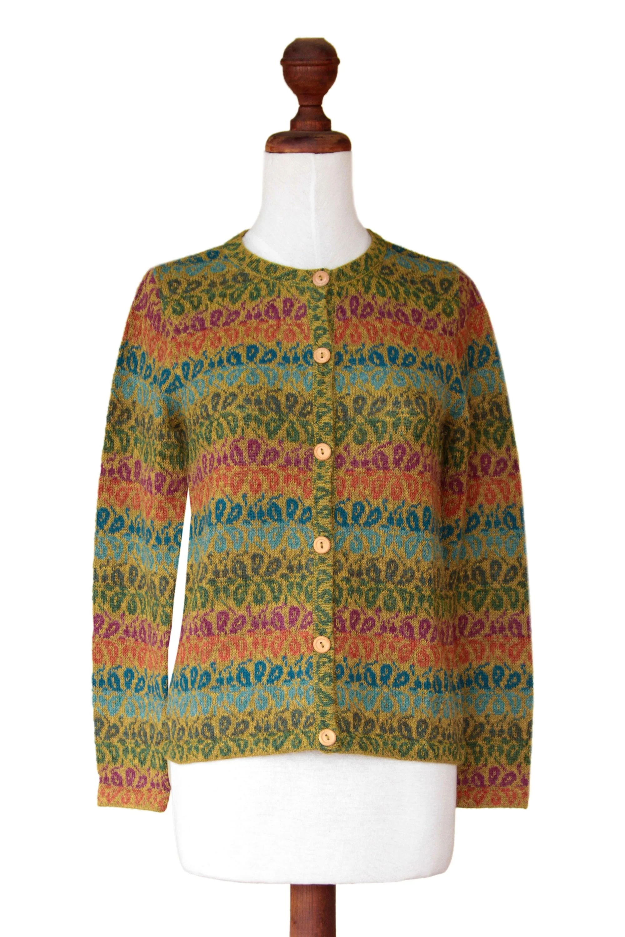 Andean Secret Alpaca Wool Art Knit Cardigan Sweater - Image 4