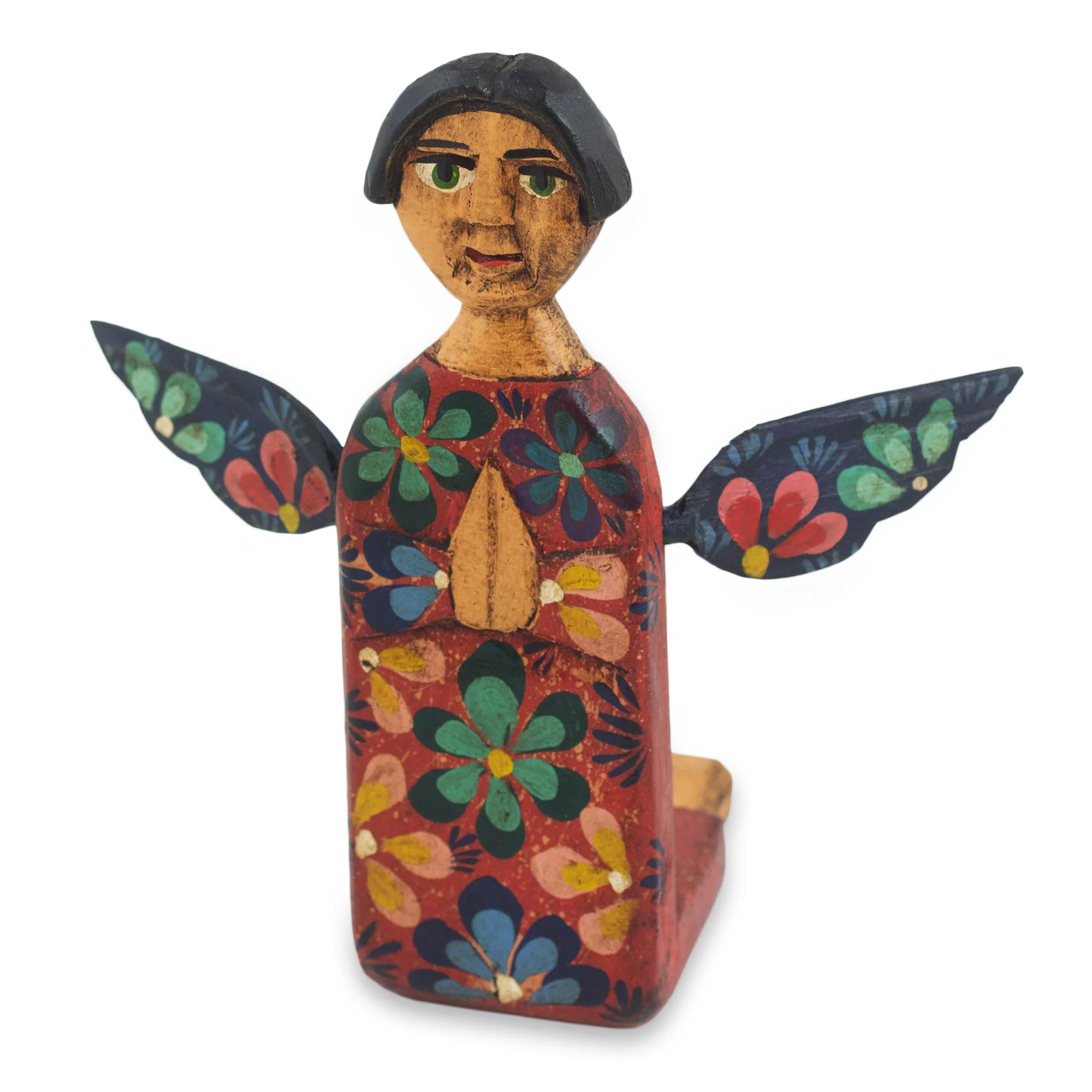 Angel of Vitality II Kneeling Angel Artisan Crafted Wood Sculpture Statuette - Image 2