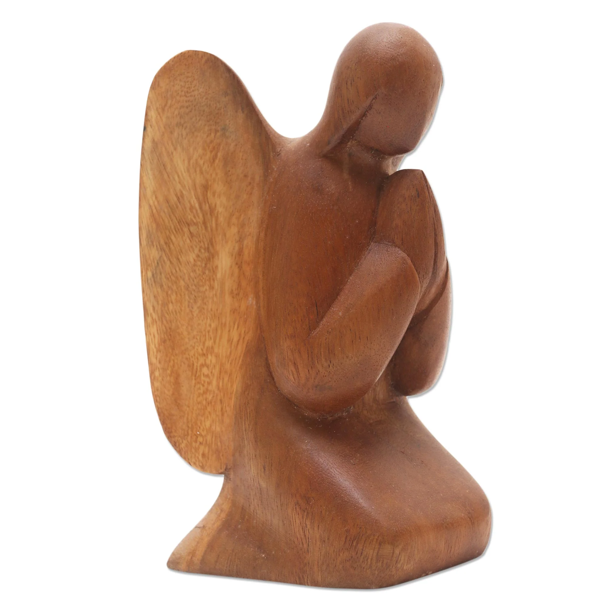 Angelic Prayer Praying Angel Suar Wood Hand Carved Statuette - Image 4