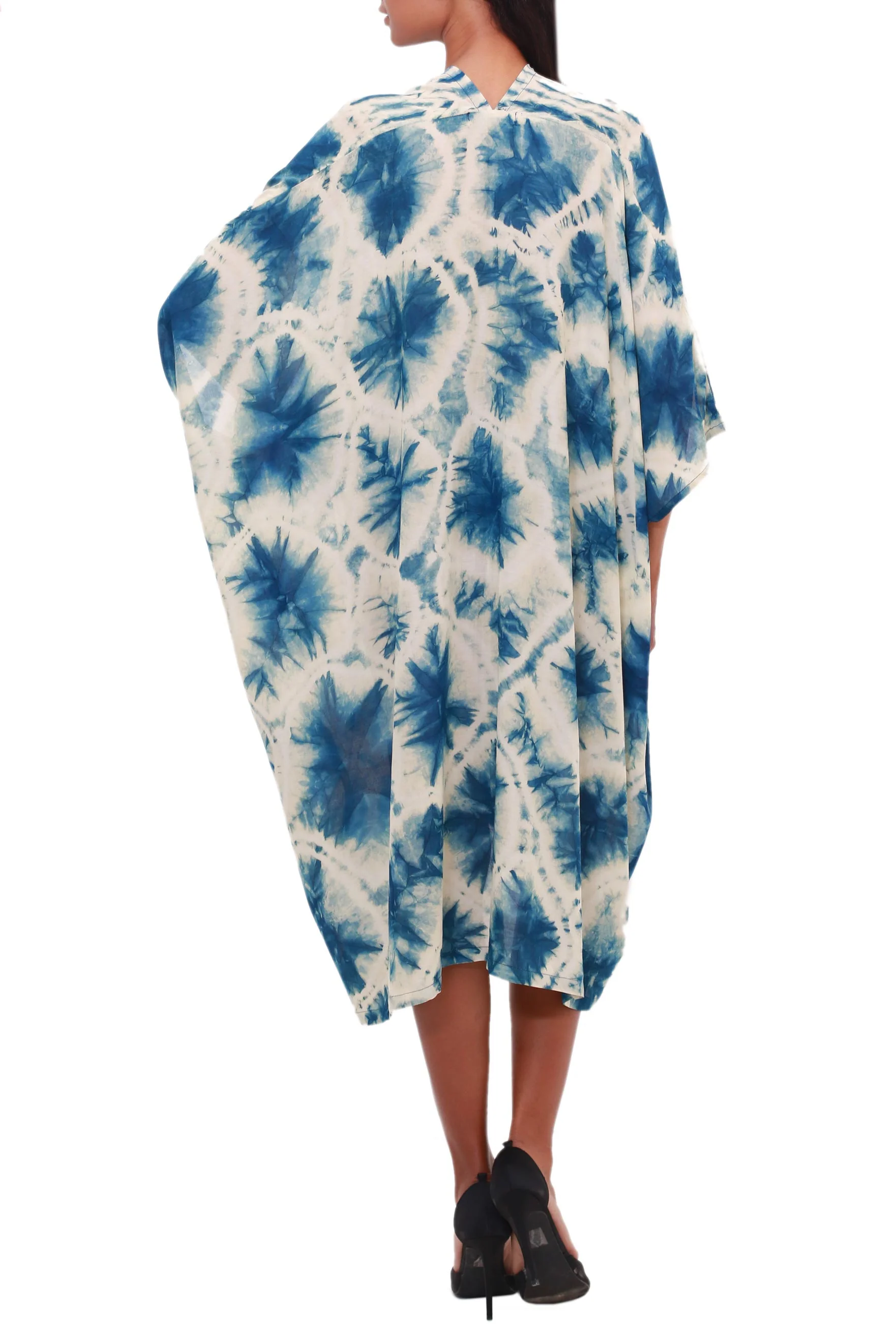 Angin Segara Oceanic Tie-Dyed Rayon Caftan Crafted in Java - Image 5