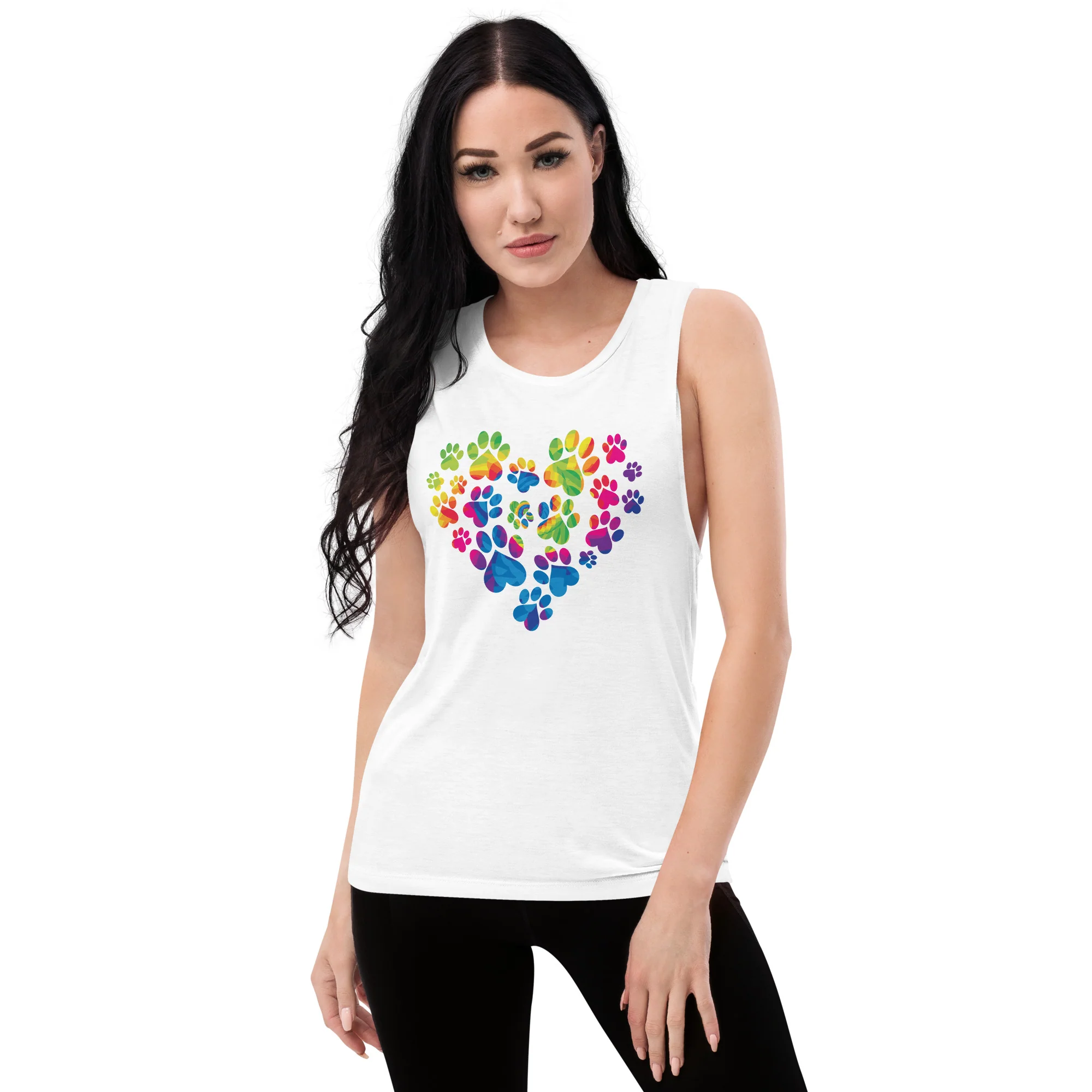 Anniversary Paw Print Love Ladies’ Athletic Tank - Image 2