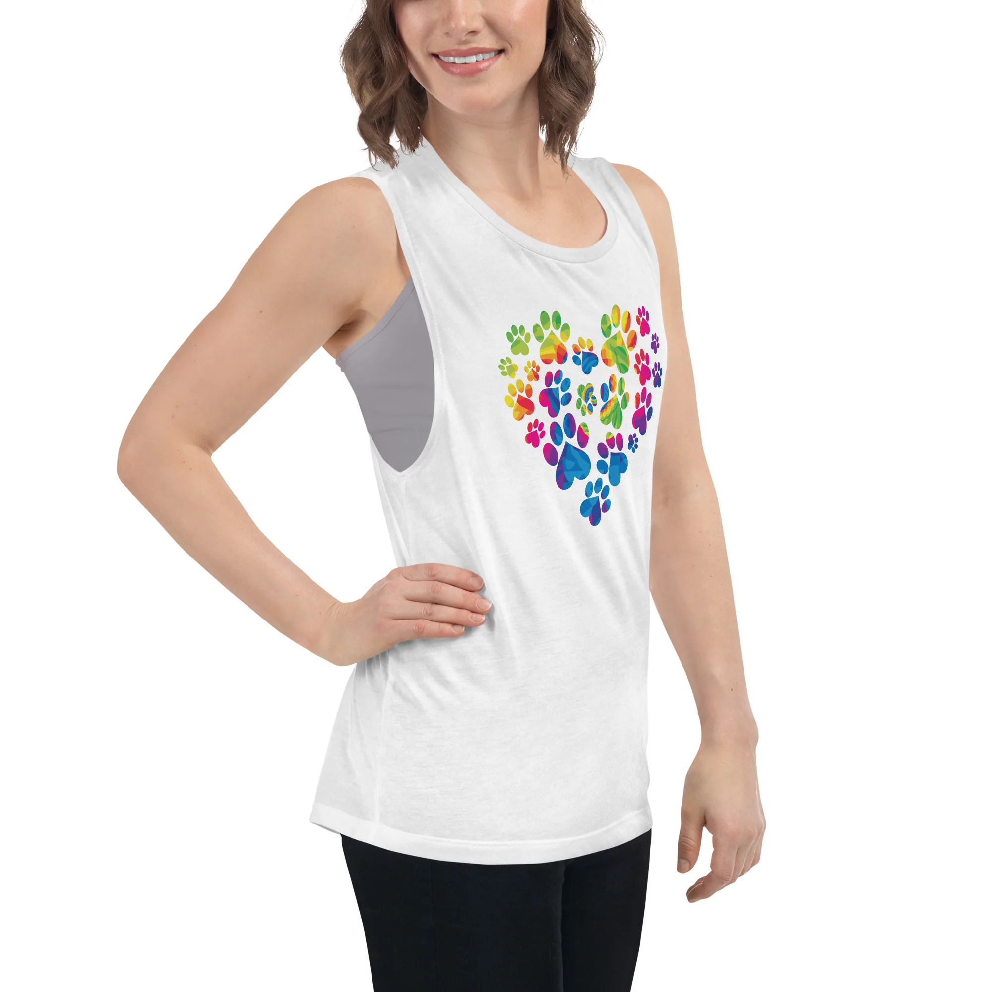 Anniversary Paw Print Love Ladies’ Athletic Tank - Image 3