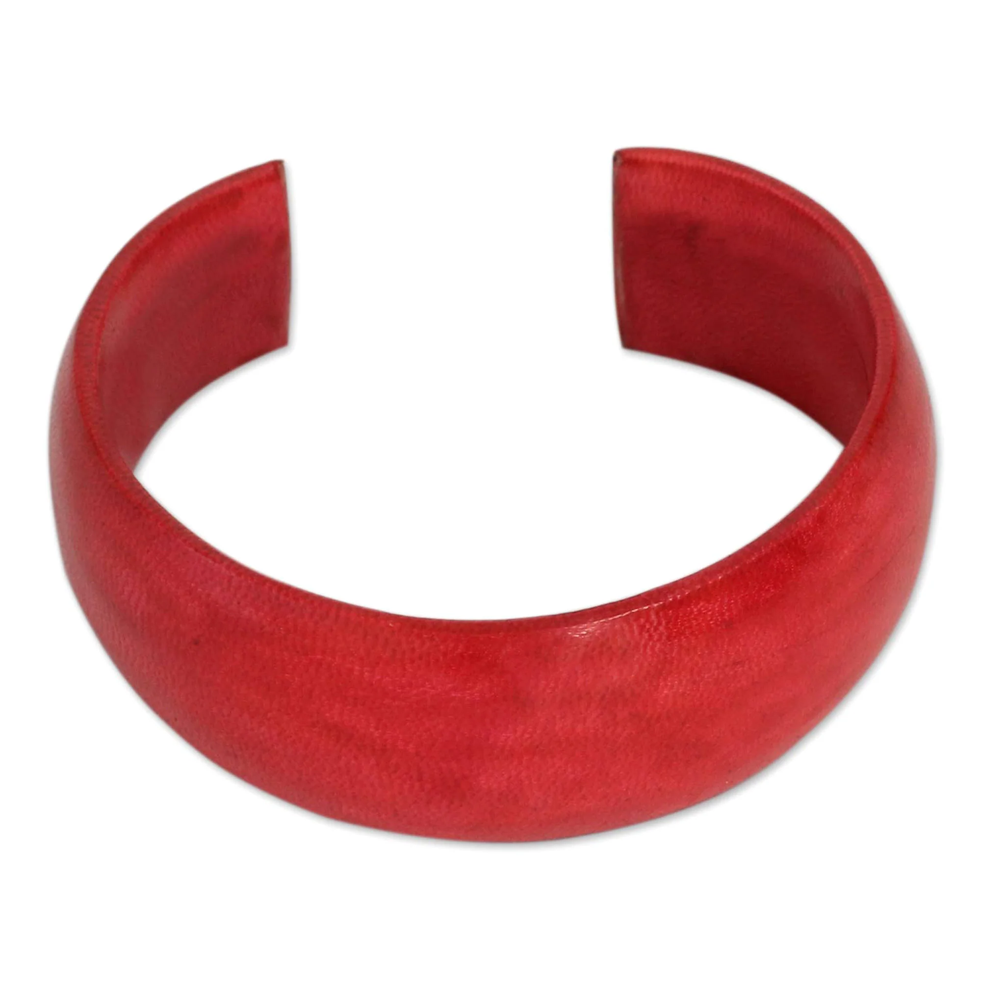 Annula in Red Leather Cuff Bracelet - Image 2