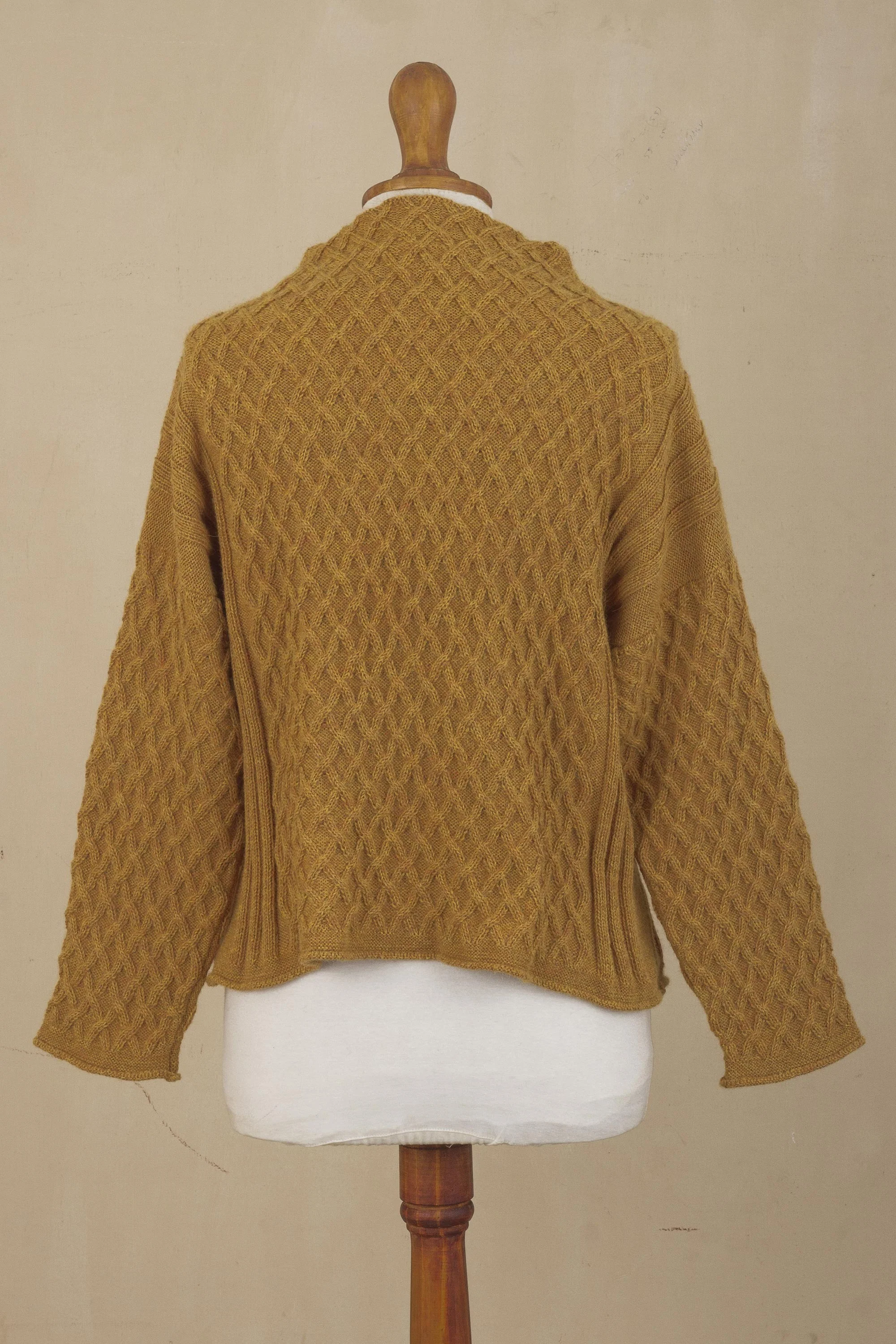 Antique Gold Trellis Women's Antique Gold 100% Alpaca Sweater - Image 5
