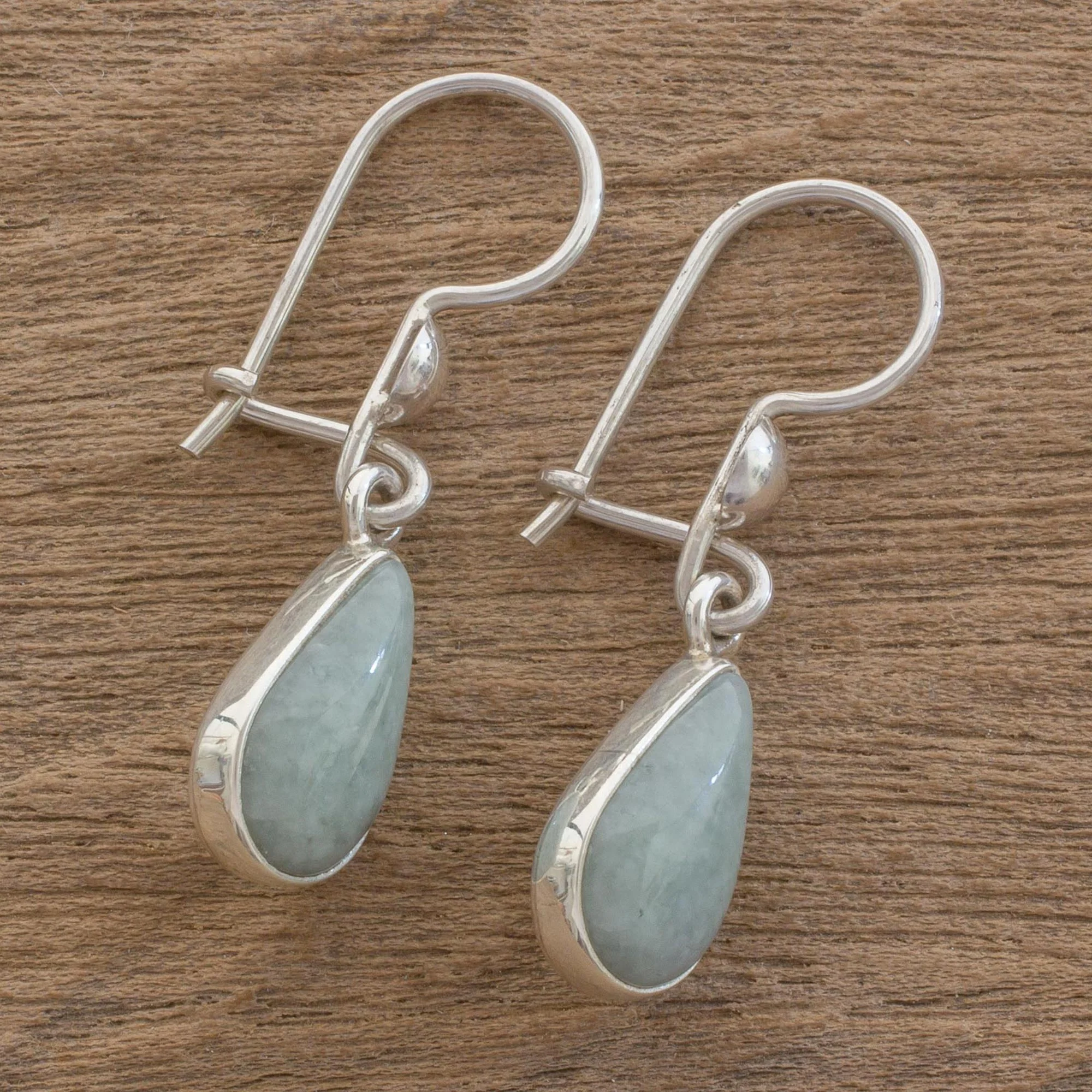 Apple Green Tears Drop-Shaped Jade Dangle Earrings in Apple Green - Image 3