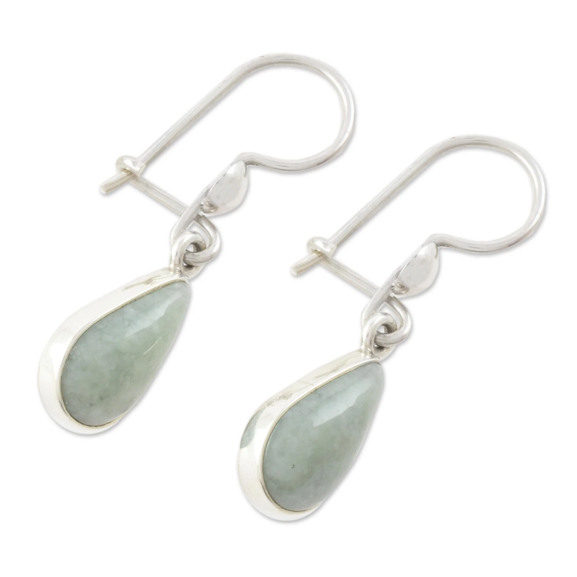 Apple Green Tears Drop-Shaped Jade Dangle Earrings in Apple Green - Image 4
