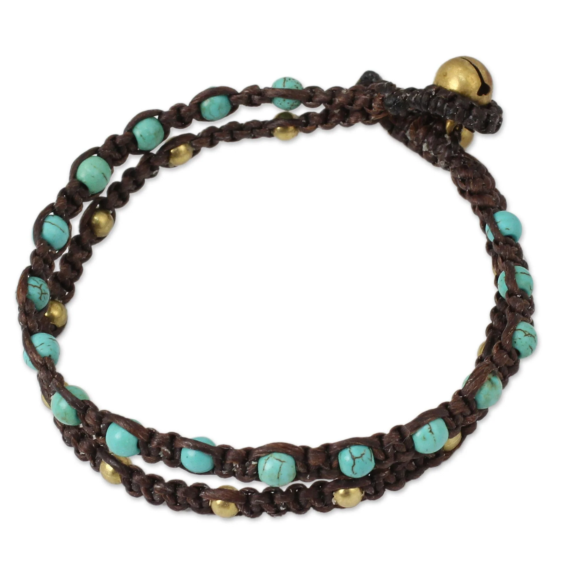 Aqua Boho Chic Brass Bracelet - Image 2