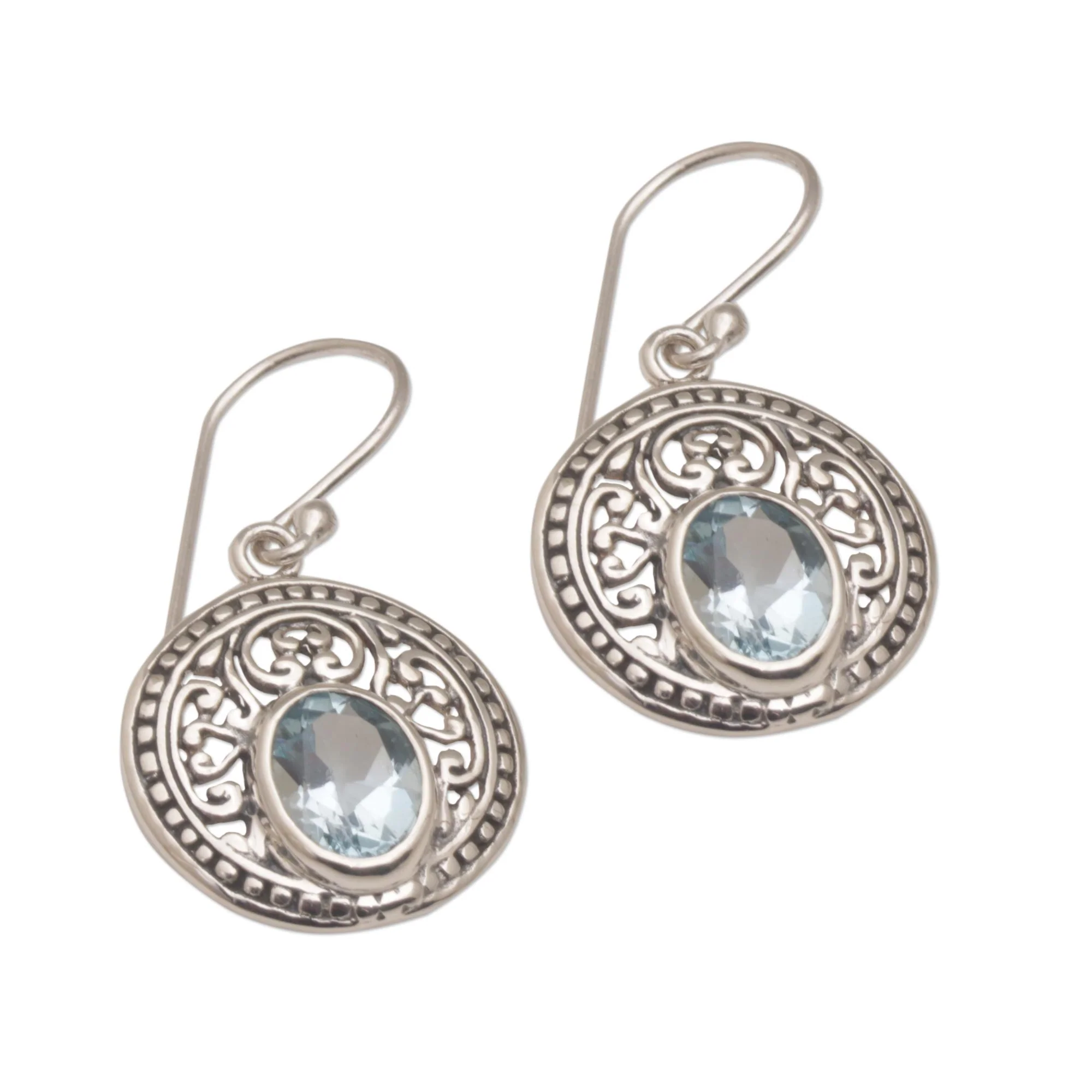 Aqua Pura Three Carat Blue Topaz and Sterling Silver Earrings - Image 5