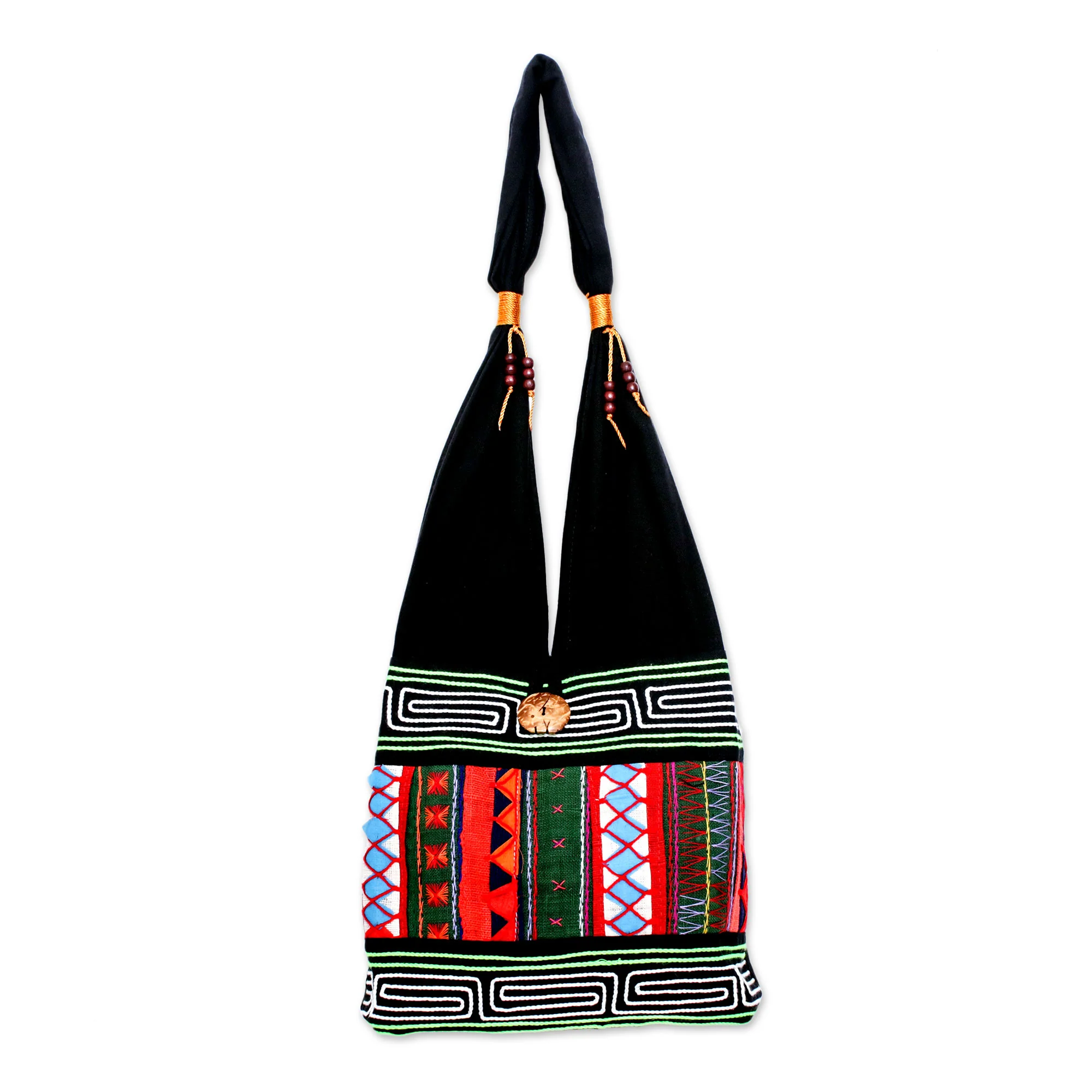 Ardent Thai Thai Multicolored Cotton Shoulder Bag with Geometric Motif - Image 2