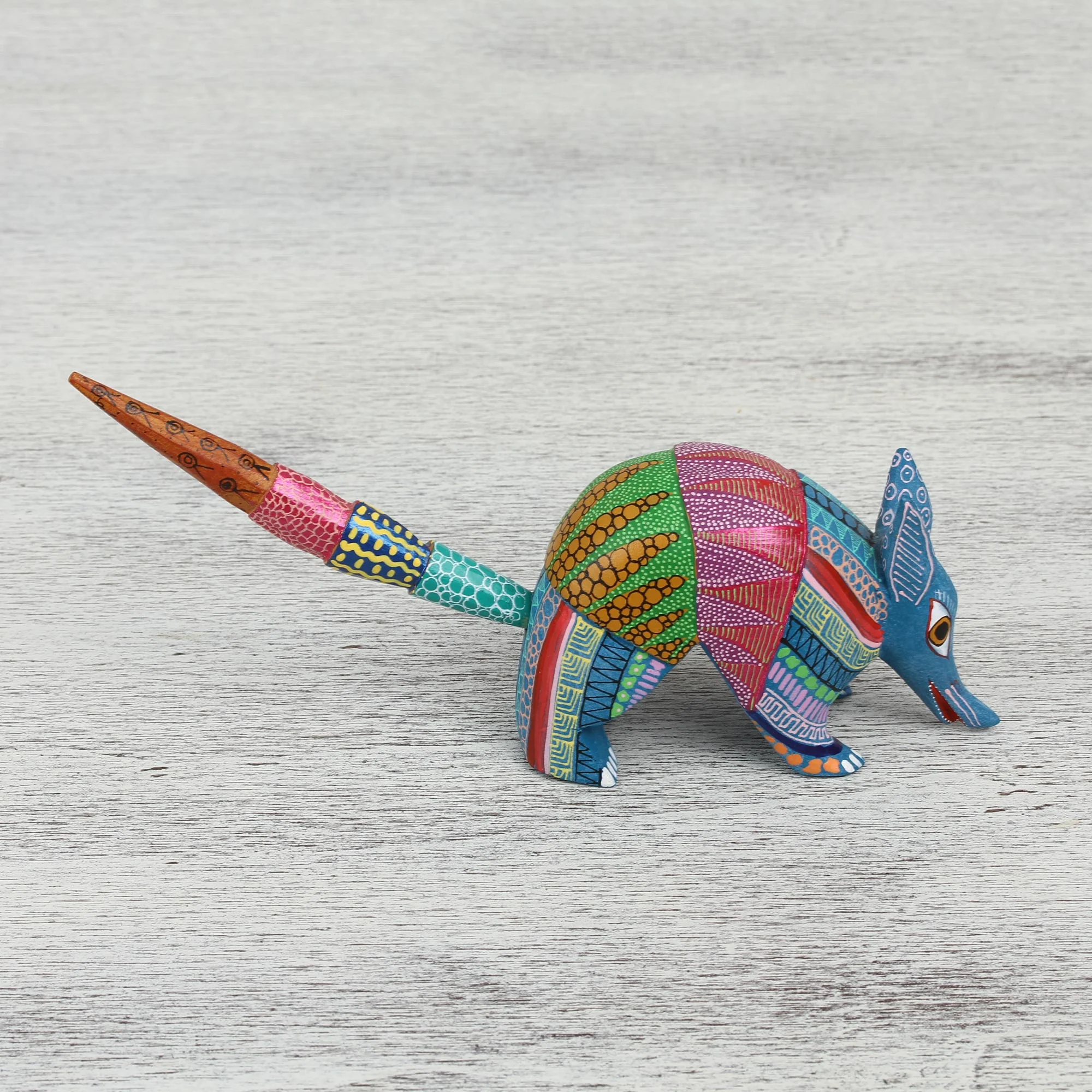 Armadillo Delight Handcrafted Copal Wood Alebrije Armadillo Figurine - Image 3