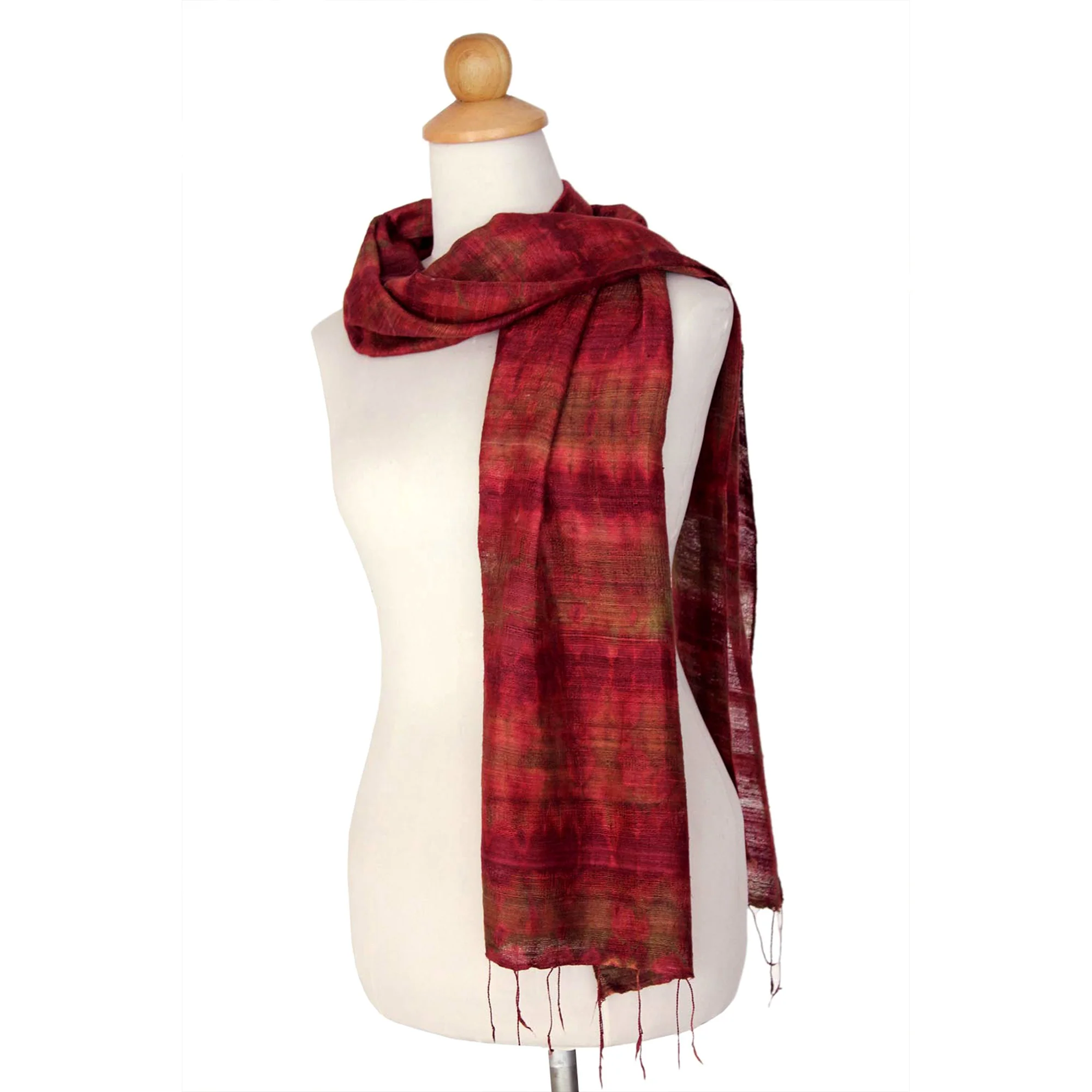 Artisan-Made Red Silk Scarf - Image 4
