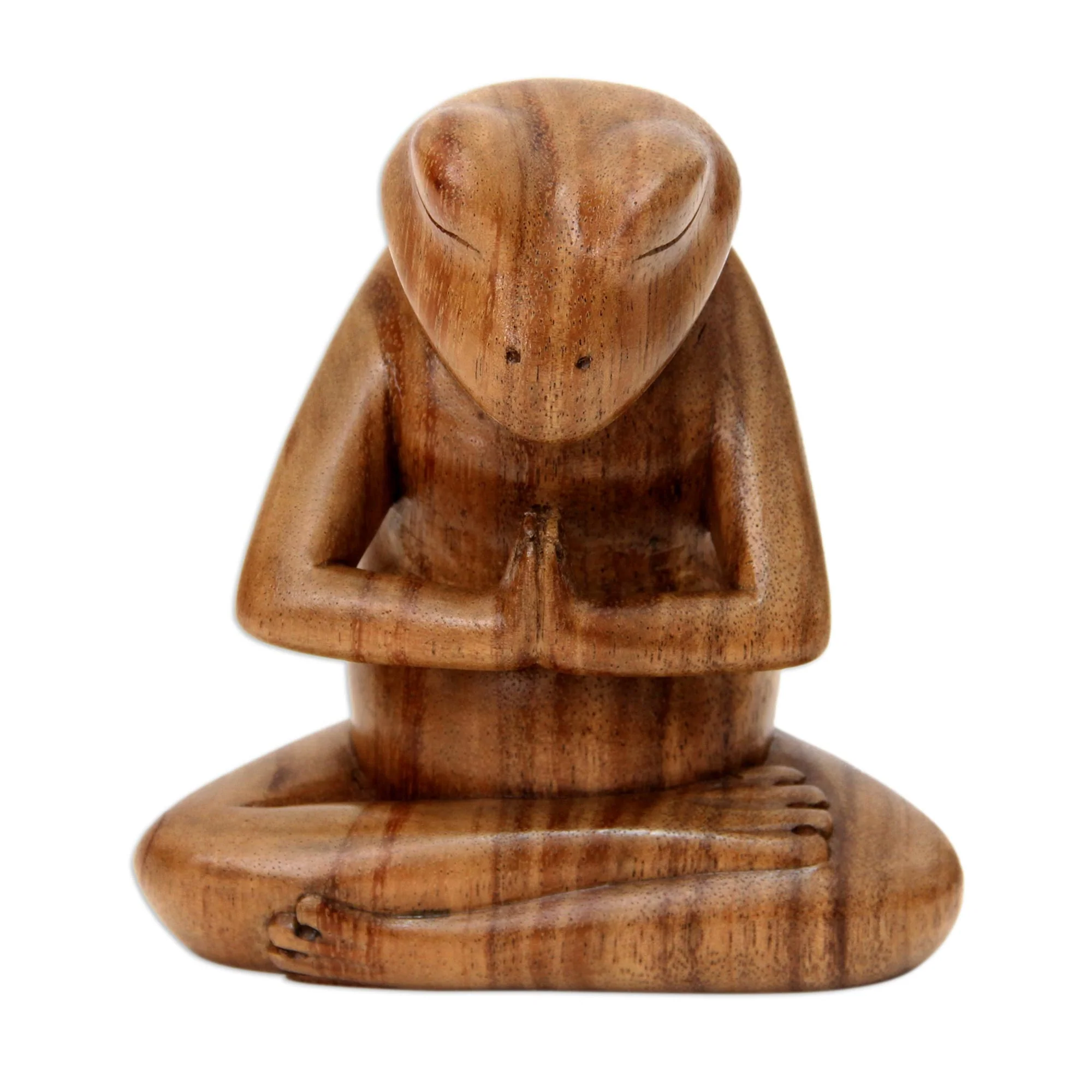 Asana Pose Yoga Frog Carved Wood Sculpture - Image 2