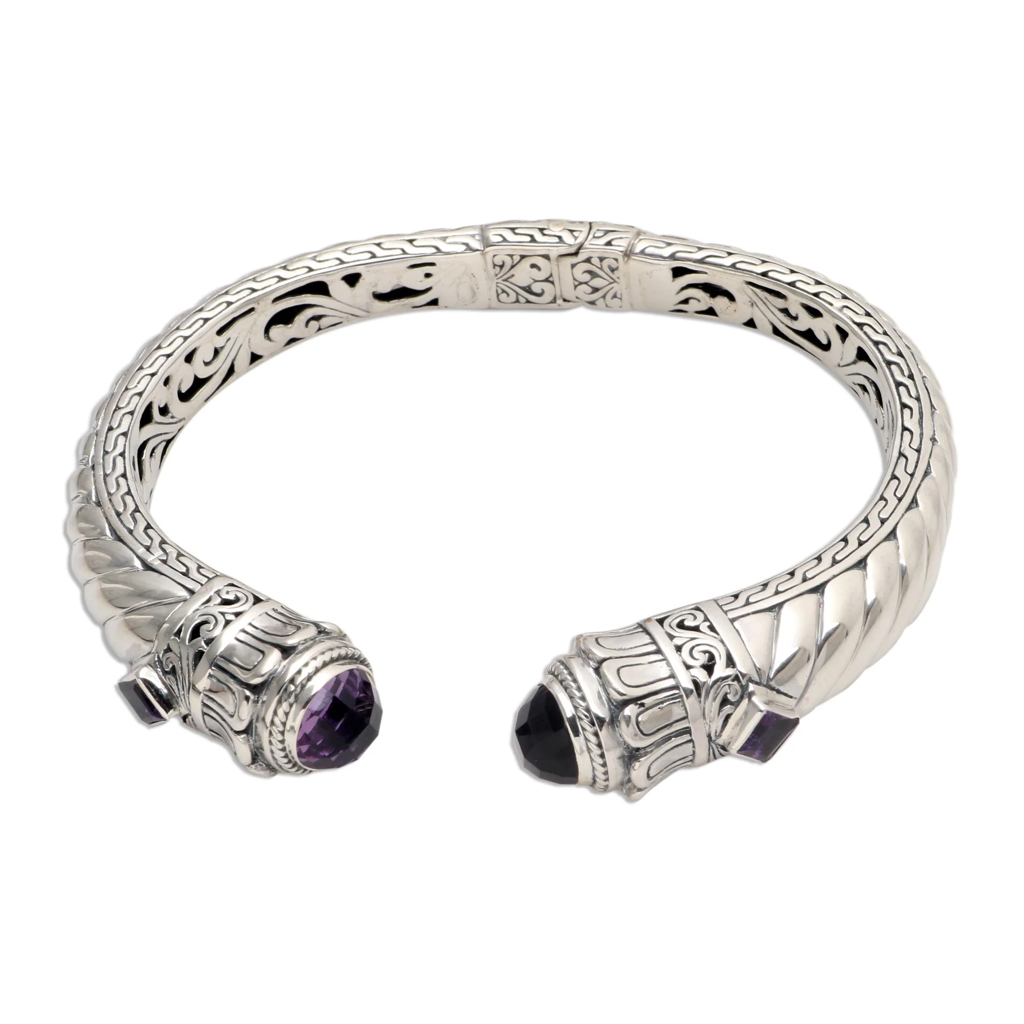 Aspire Amethyst and Sterling Silver Cuff Bracelet - Image 2
