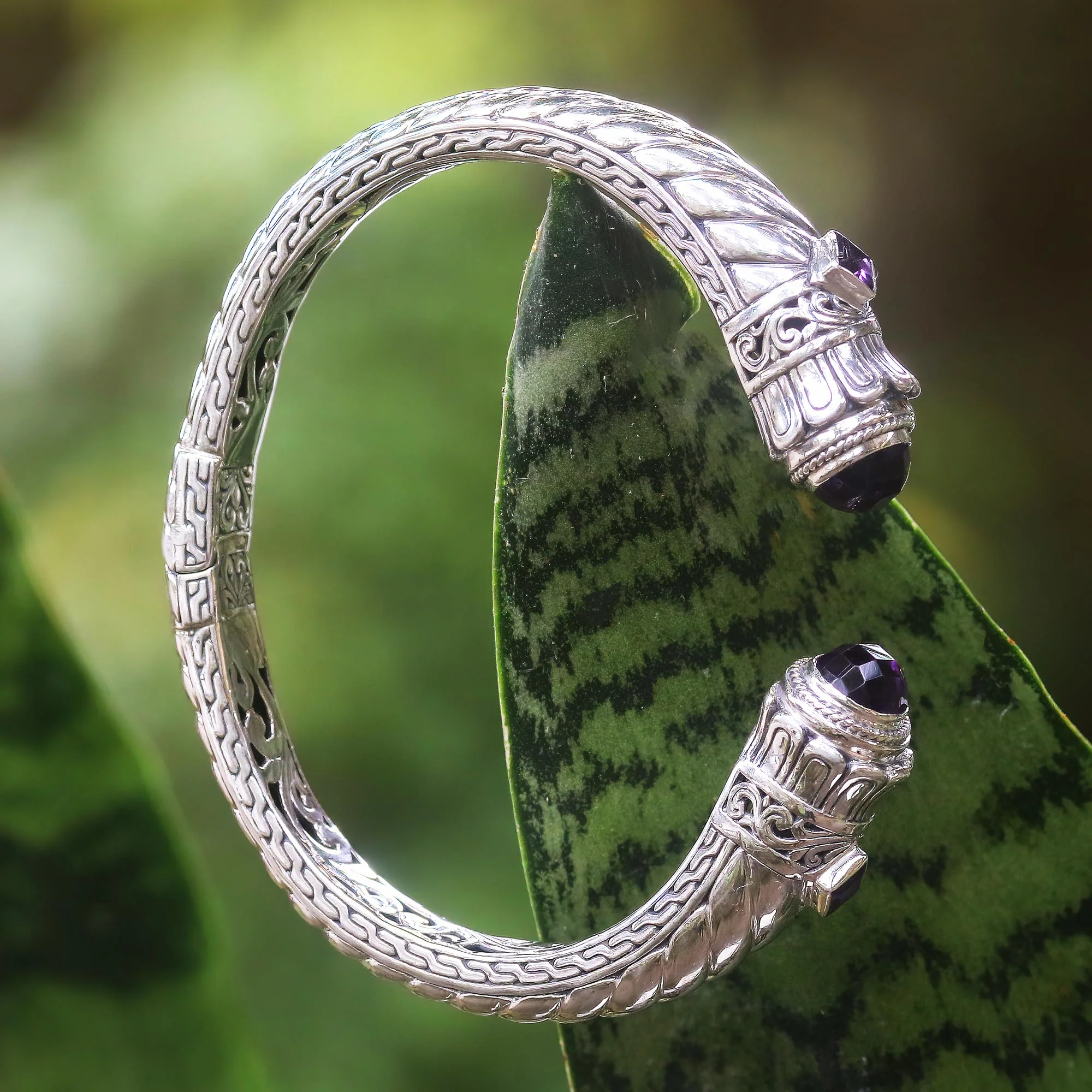 Aspire Amethyst and Sterling Silver Cuff Bracelet - Image 4