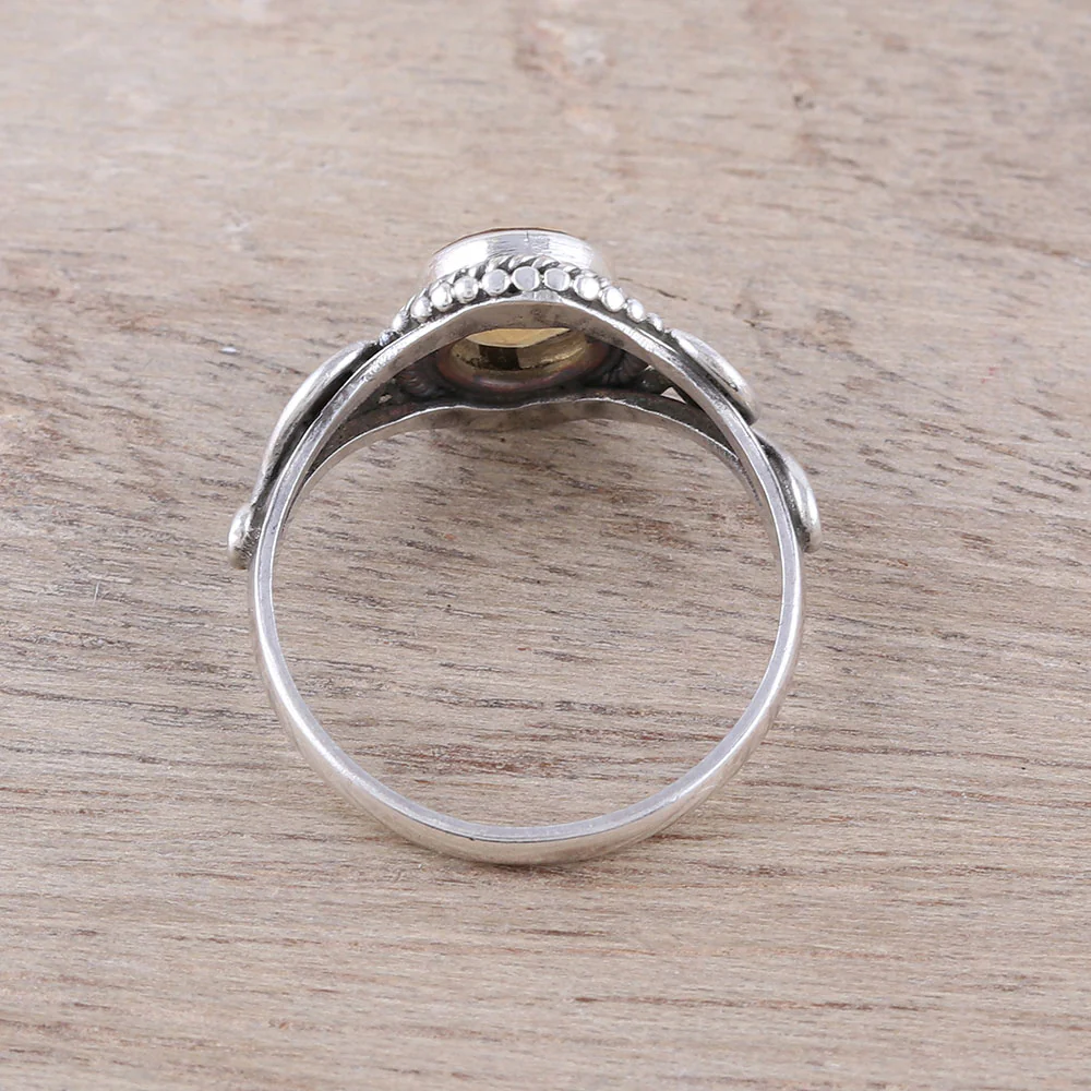 Assam Allure Spiral Motif Citrine Cocktail Ring from India - Image 4