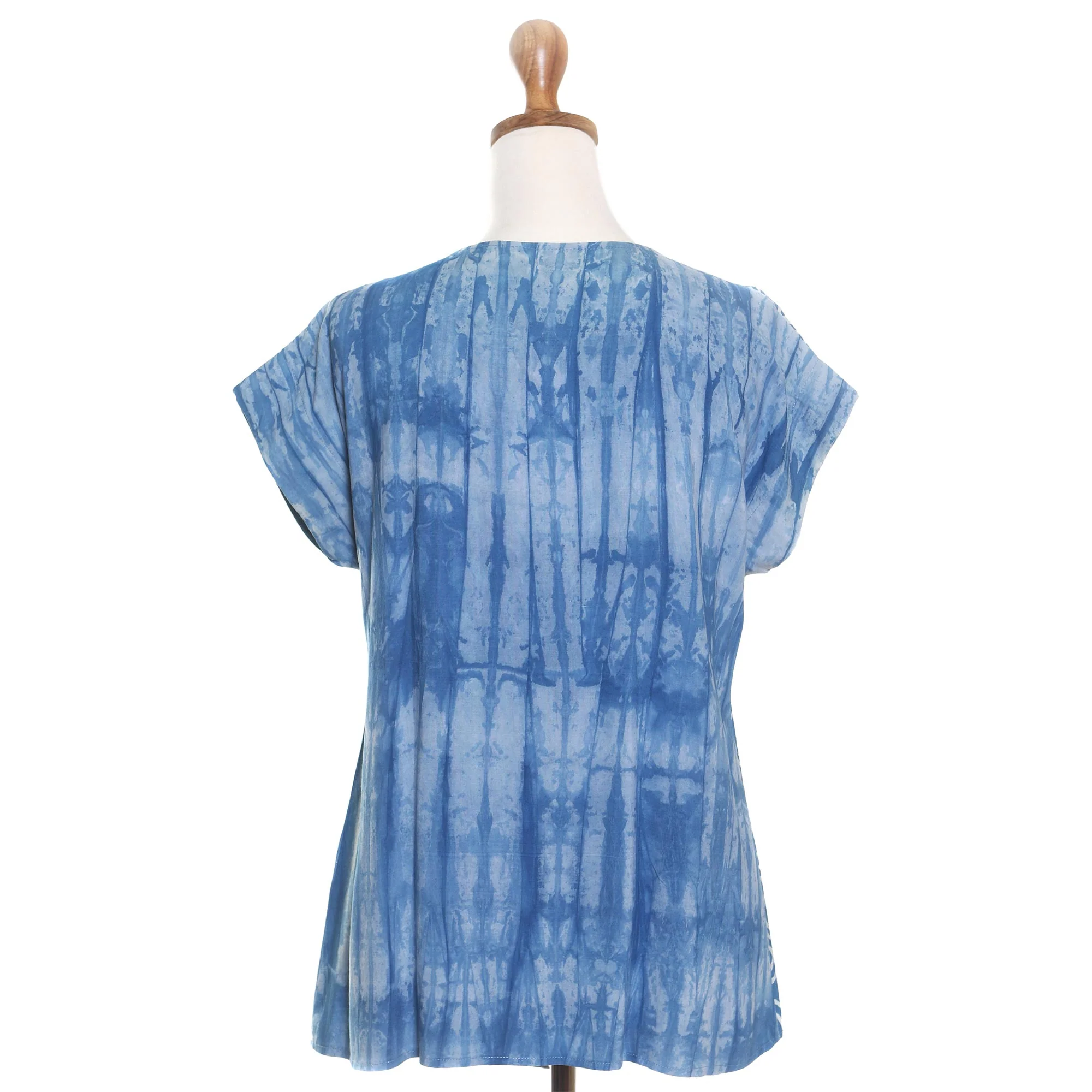 Asymmetric Ocean Asymmetric Tie-Dye Cotton Blouse - Image 3