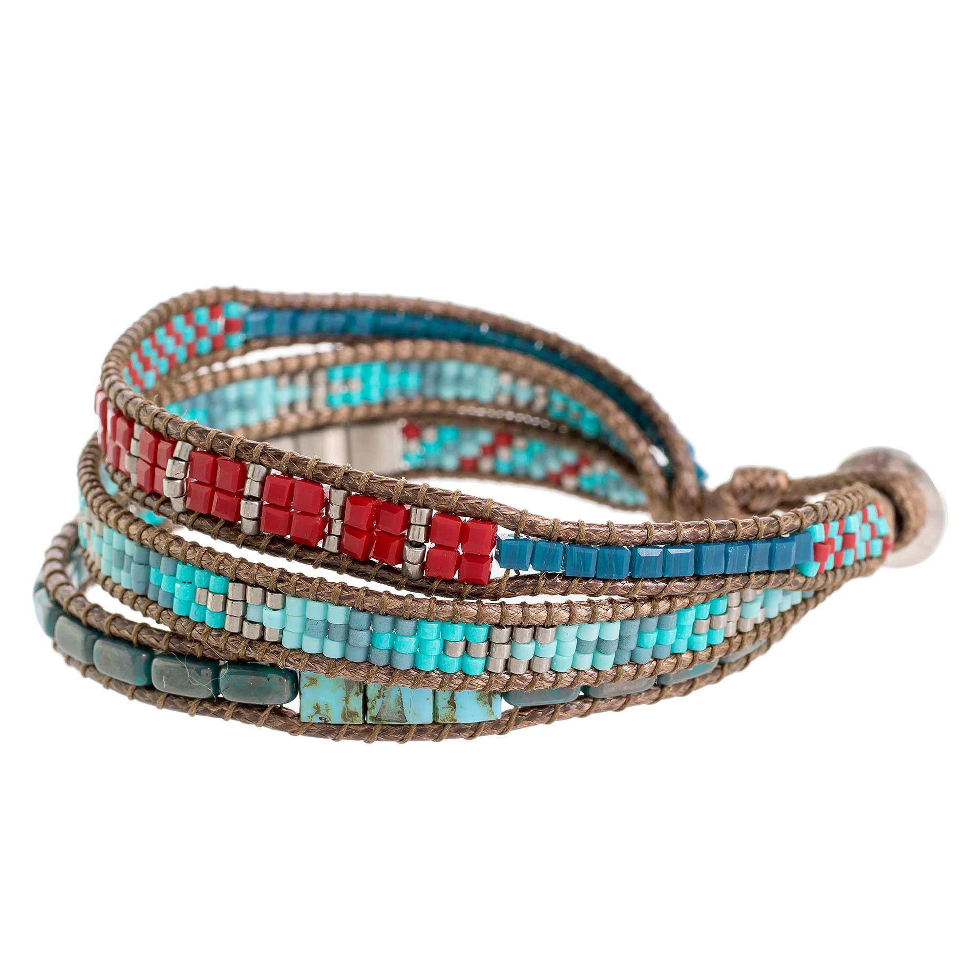 Atitlan Path Glass Beaded Wristband Bracelet Handcrafted in Guatemala - Image 4