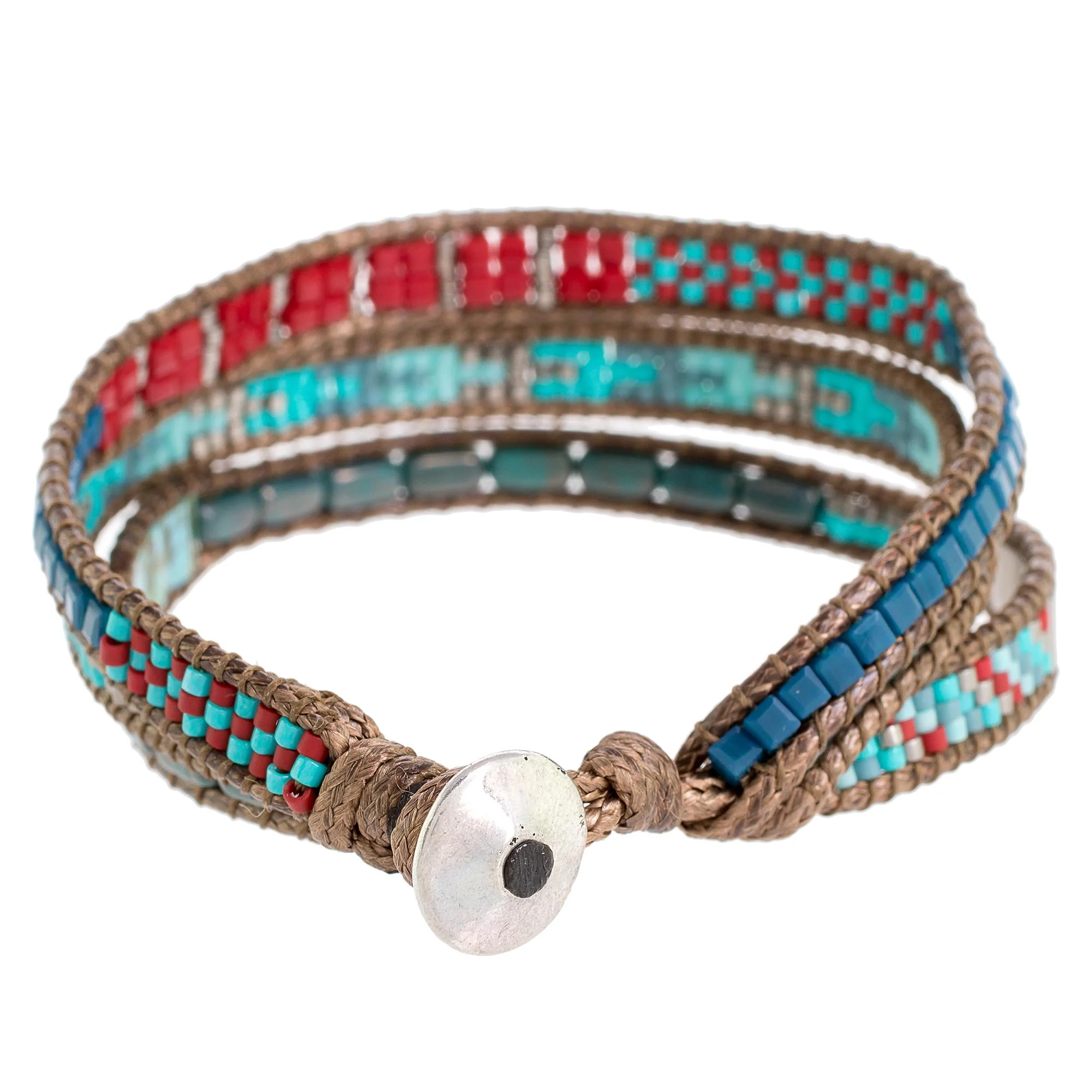 Atitlan Path Glass Beaded Wristband Bracelet Handcrafted in Guatemala - Image 5