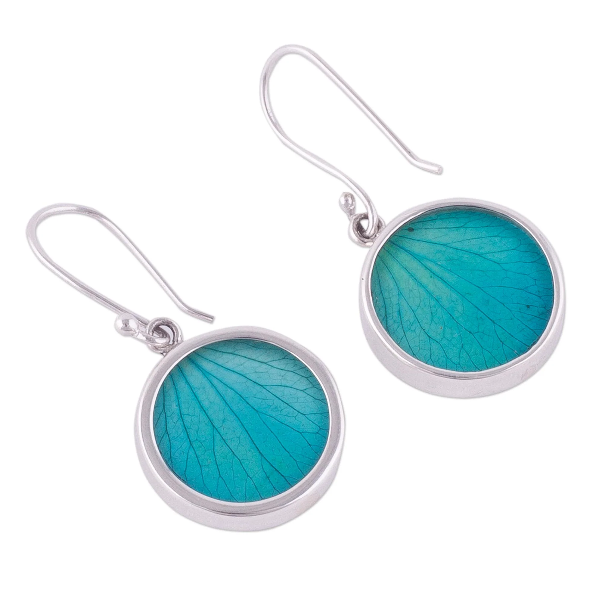 Atlantis Leaves Sterling Silver and Natural Leaf Dangle Earrings from Peru - Image 5