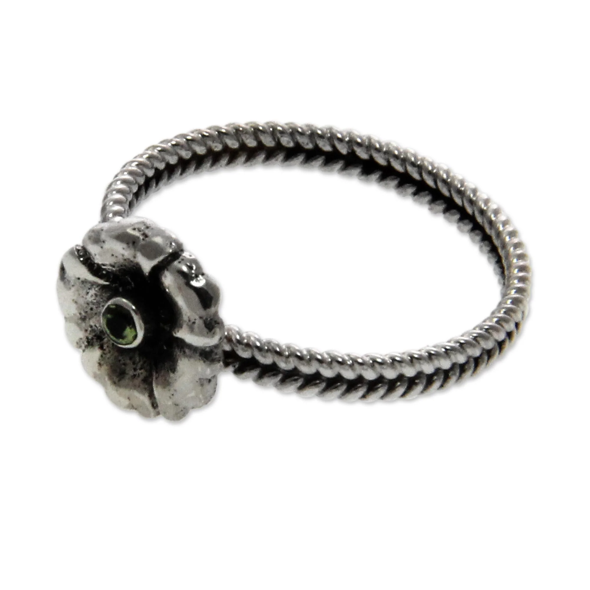 August Poppy Handcrafted Peridot and Silver Ring - Image 3