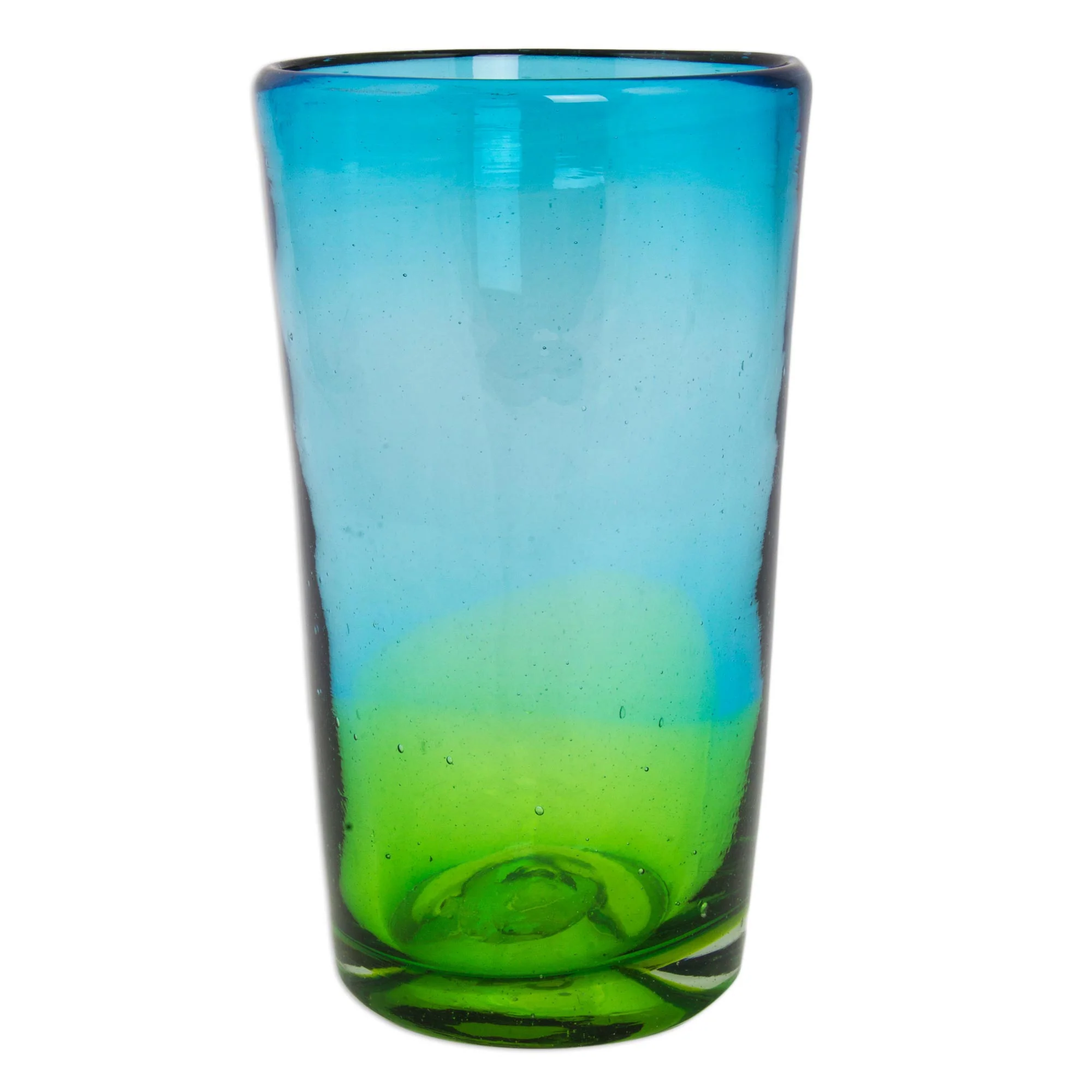 Aurora Tapatia 6 Artisan Crafted Blue Green Blown Glass Highball Glasses - Image 5