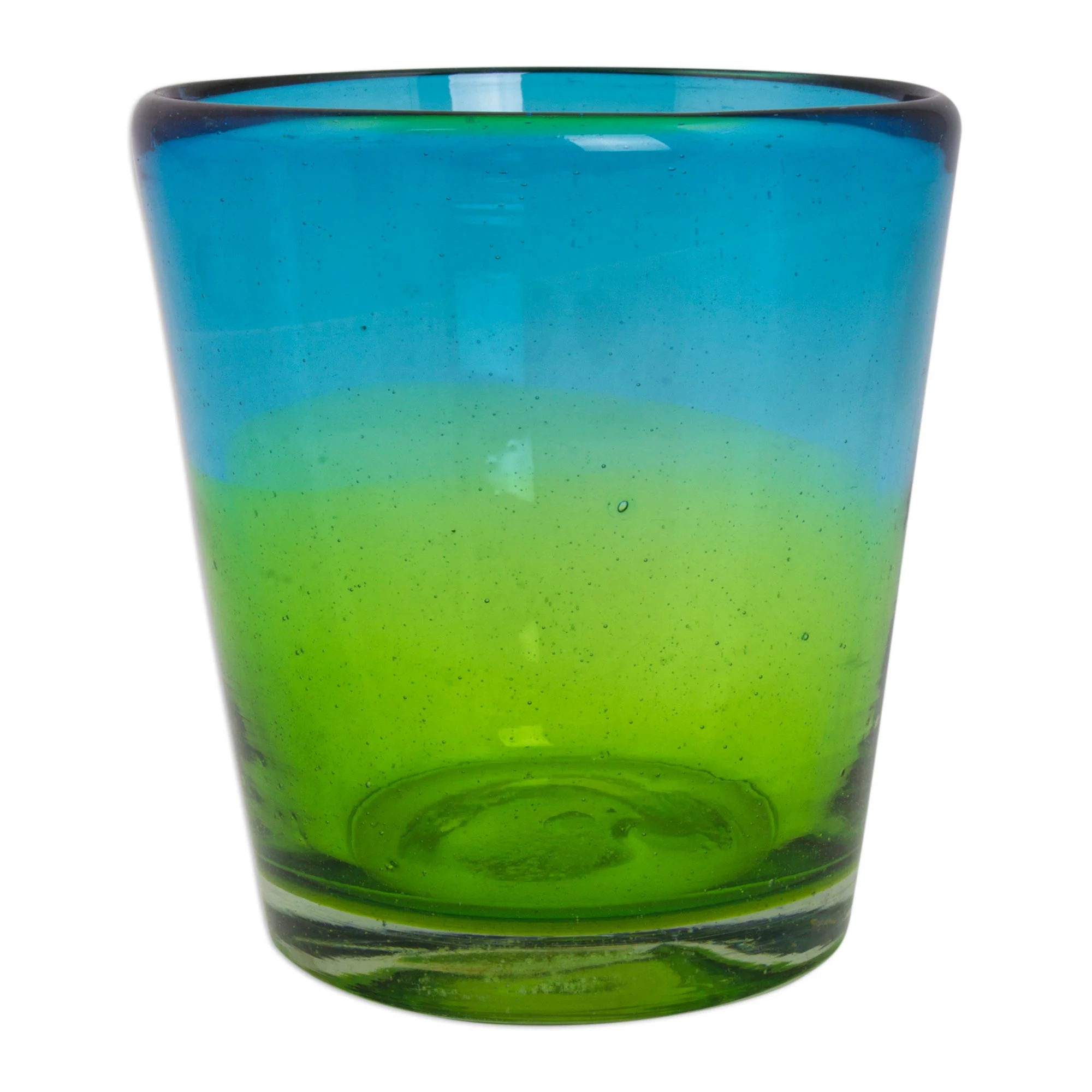 Aurora Tapatia Mexican Green Blue 8 oz Rocks Glasses Hand Blown Set of 6 - Image 5