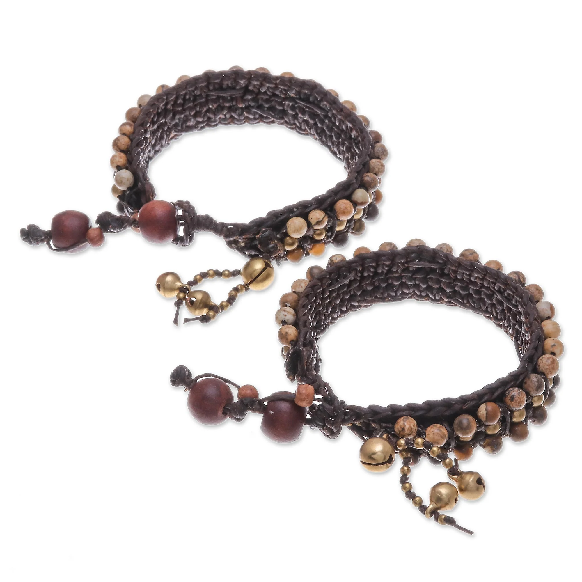 Autum Voice Tiger's Eye and Jasper Wristband Bracelets (Pair) - Image 3