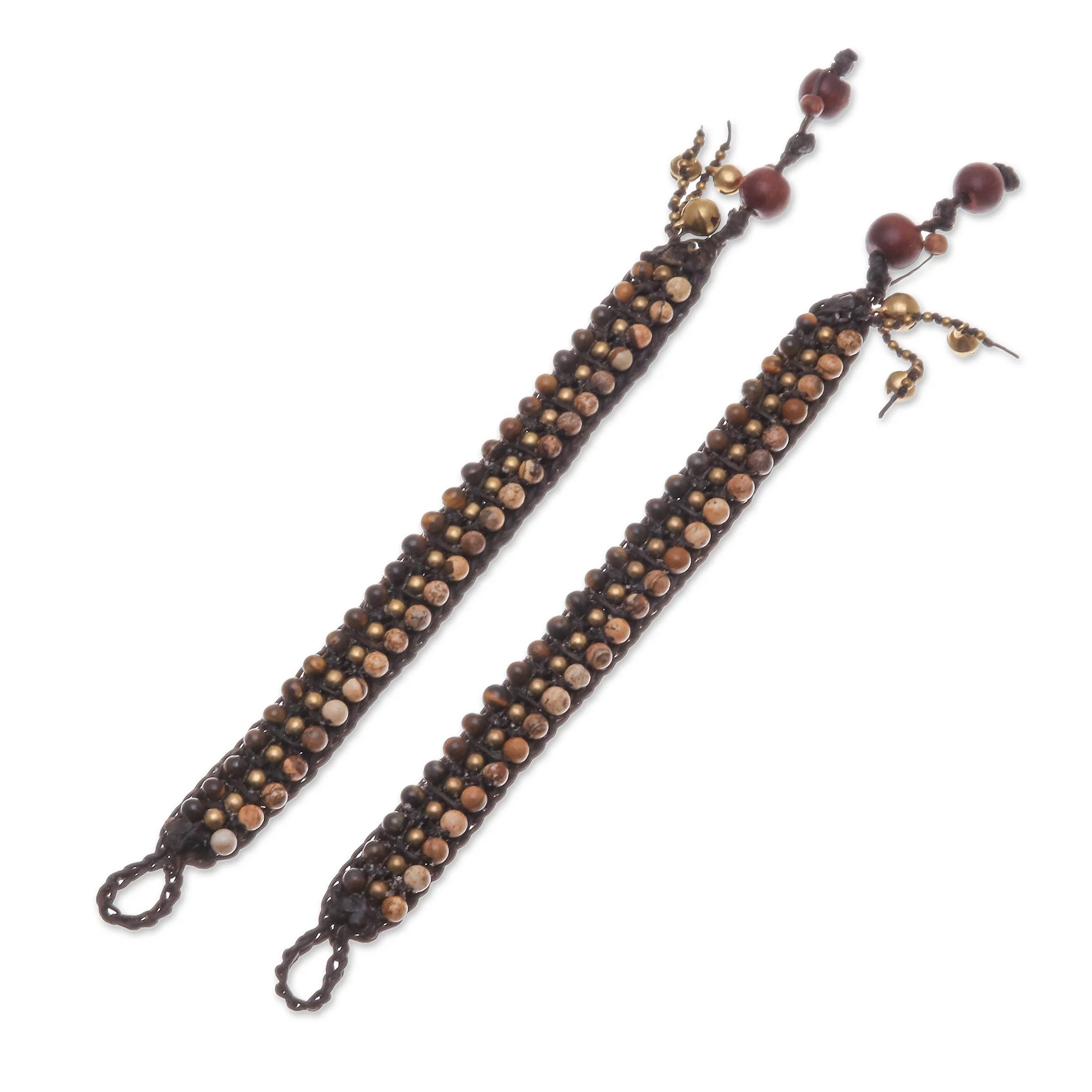 Autum Voice Tiger's Eye and Jasper Wristband Bracelets (Pair) - Image 4