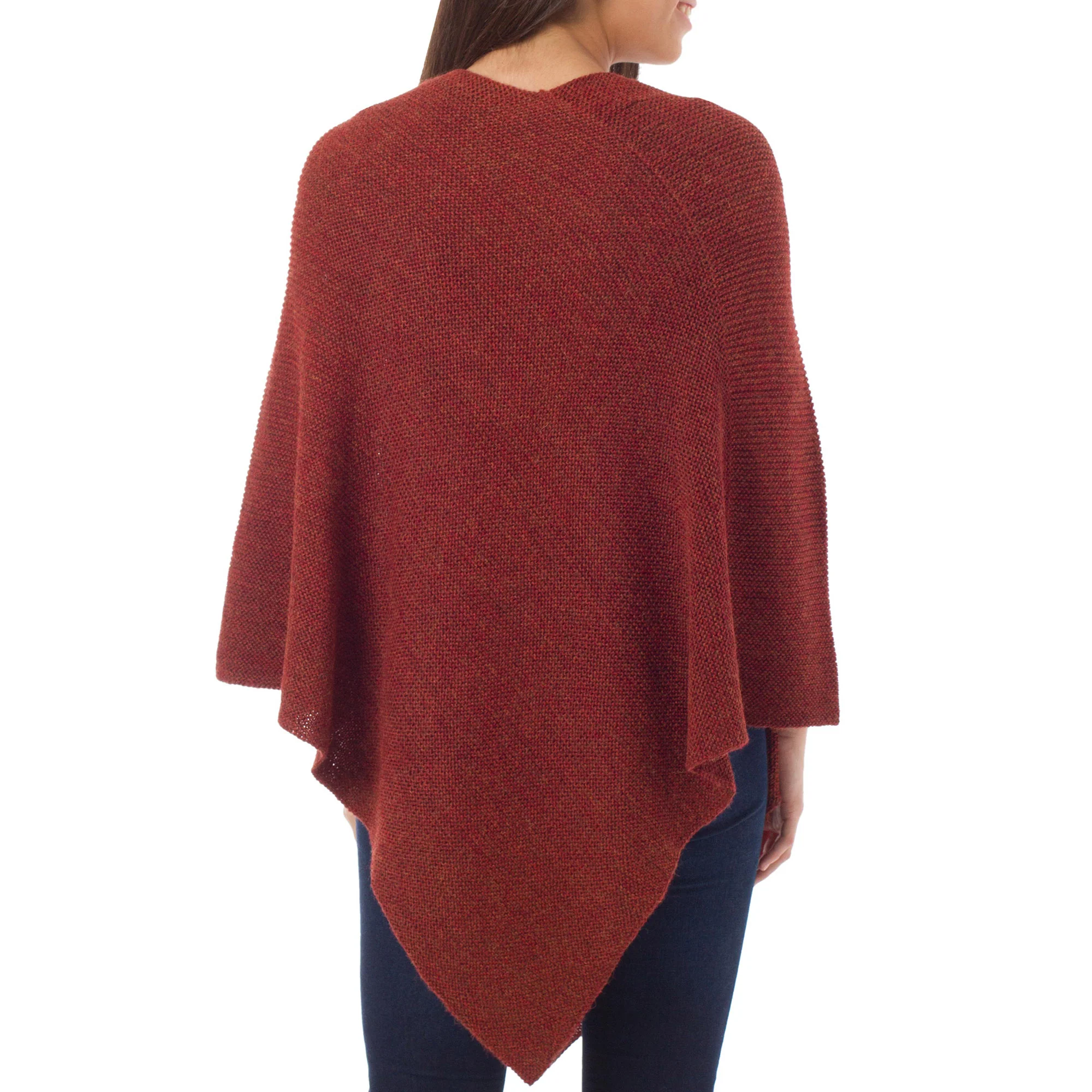 Autumn Splendor Handmade Alpaca Poncho - Image 2