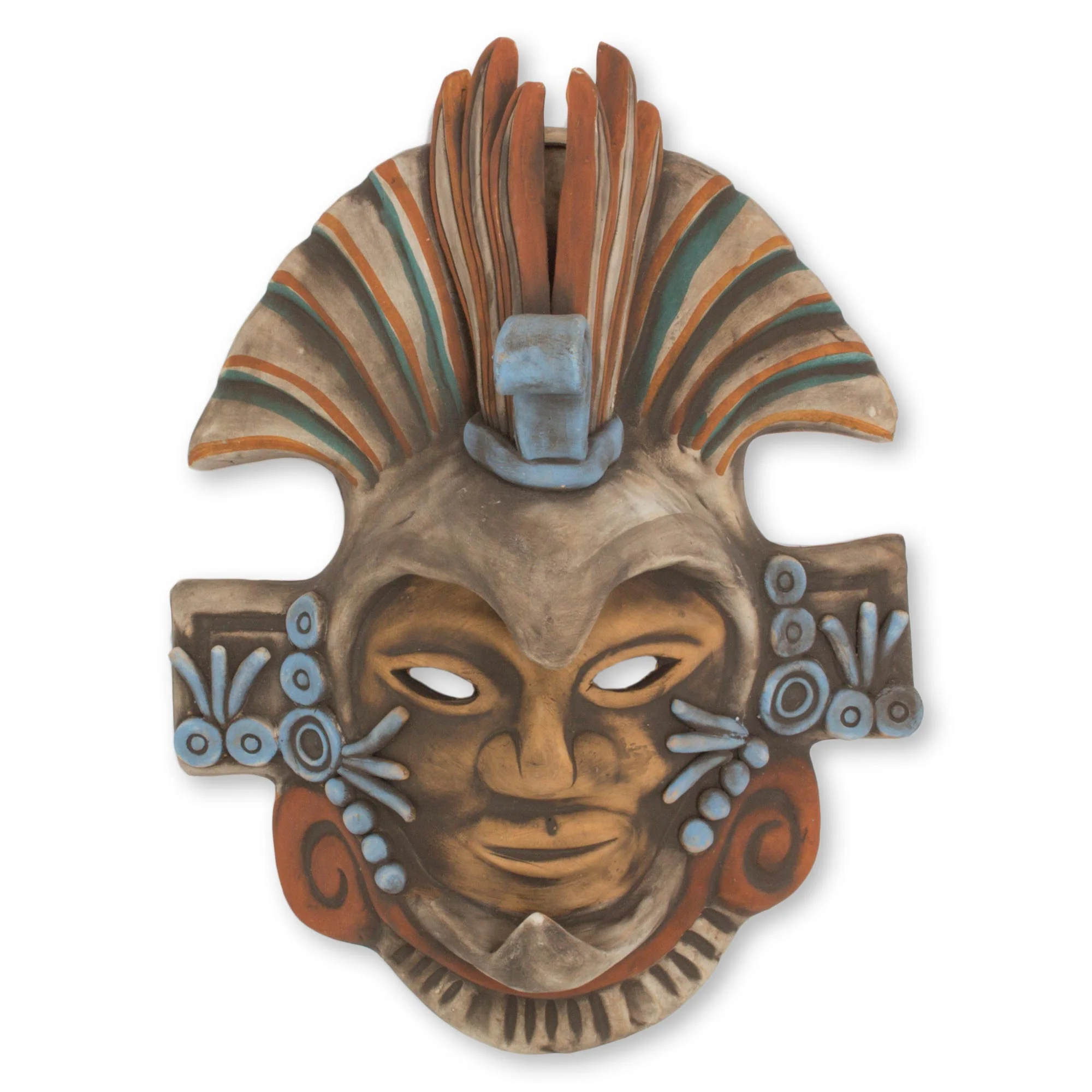 Aztec Eagle Warrior Handcrafted Mexican Ceramic Aztec Eagle Warrior Mask - Image 2
