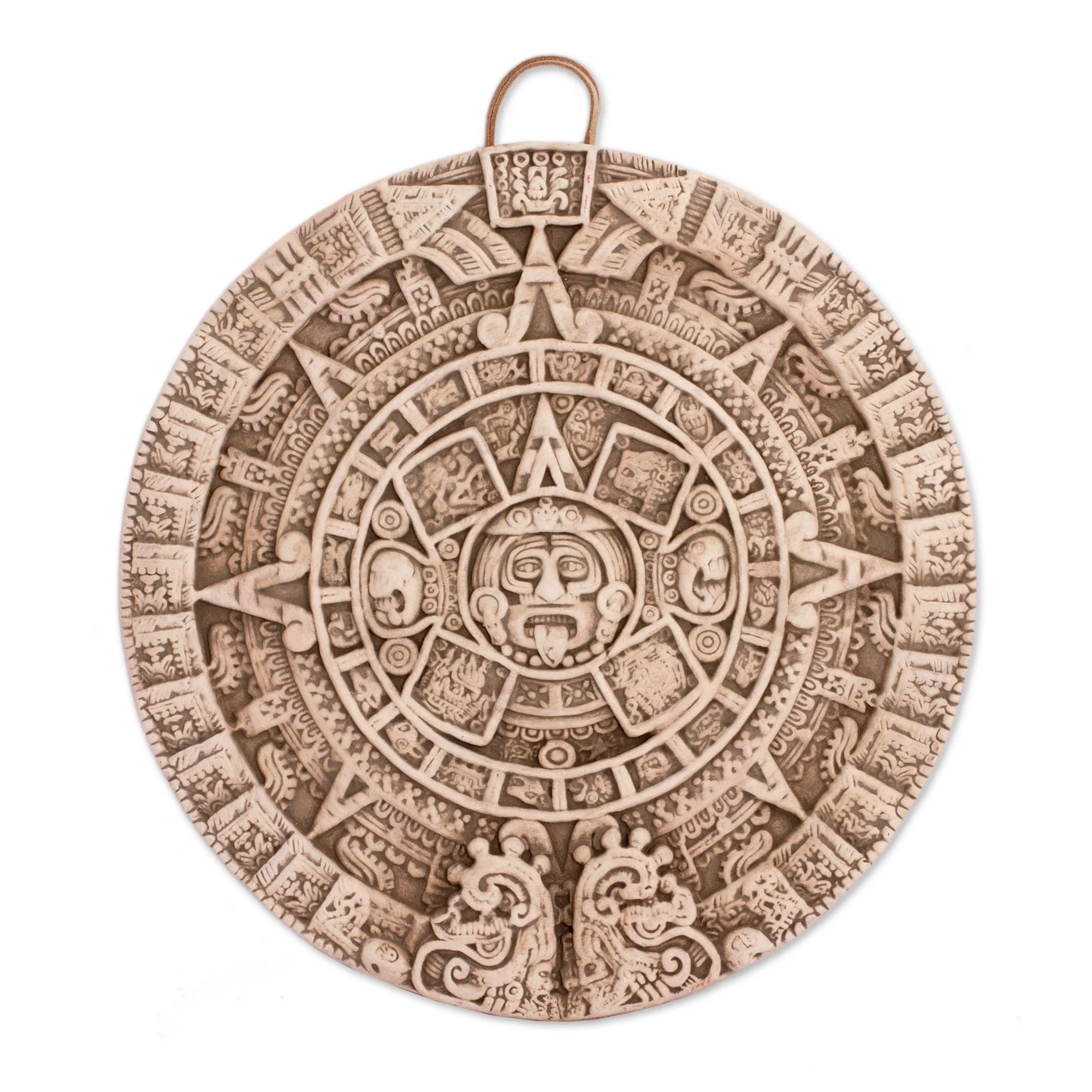 Aztec Sun Stone in White Ceramic plaque - Image 2