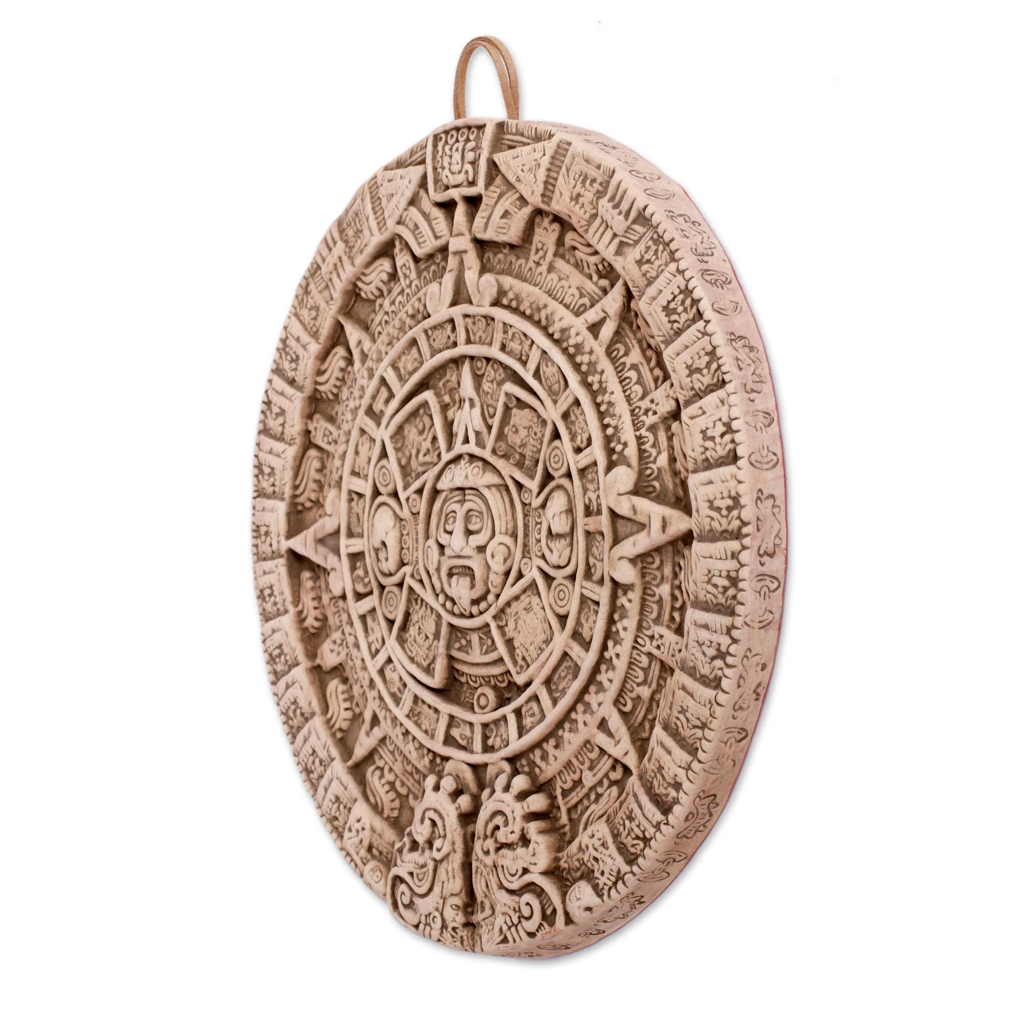 Aztec Sun Stone in White Ceramic plaque - Image 3