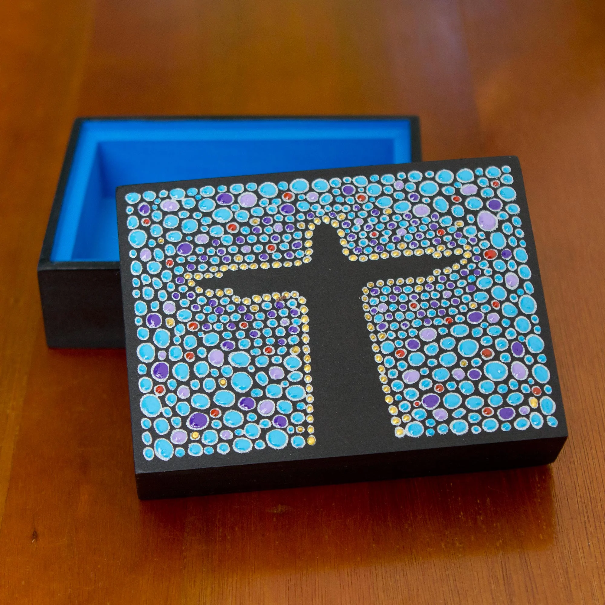 Azure Christ the Redeemer Blue Black Hand Painted Cristo Redentor Box 4.5 Inches - Image 3