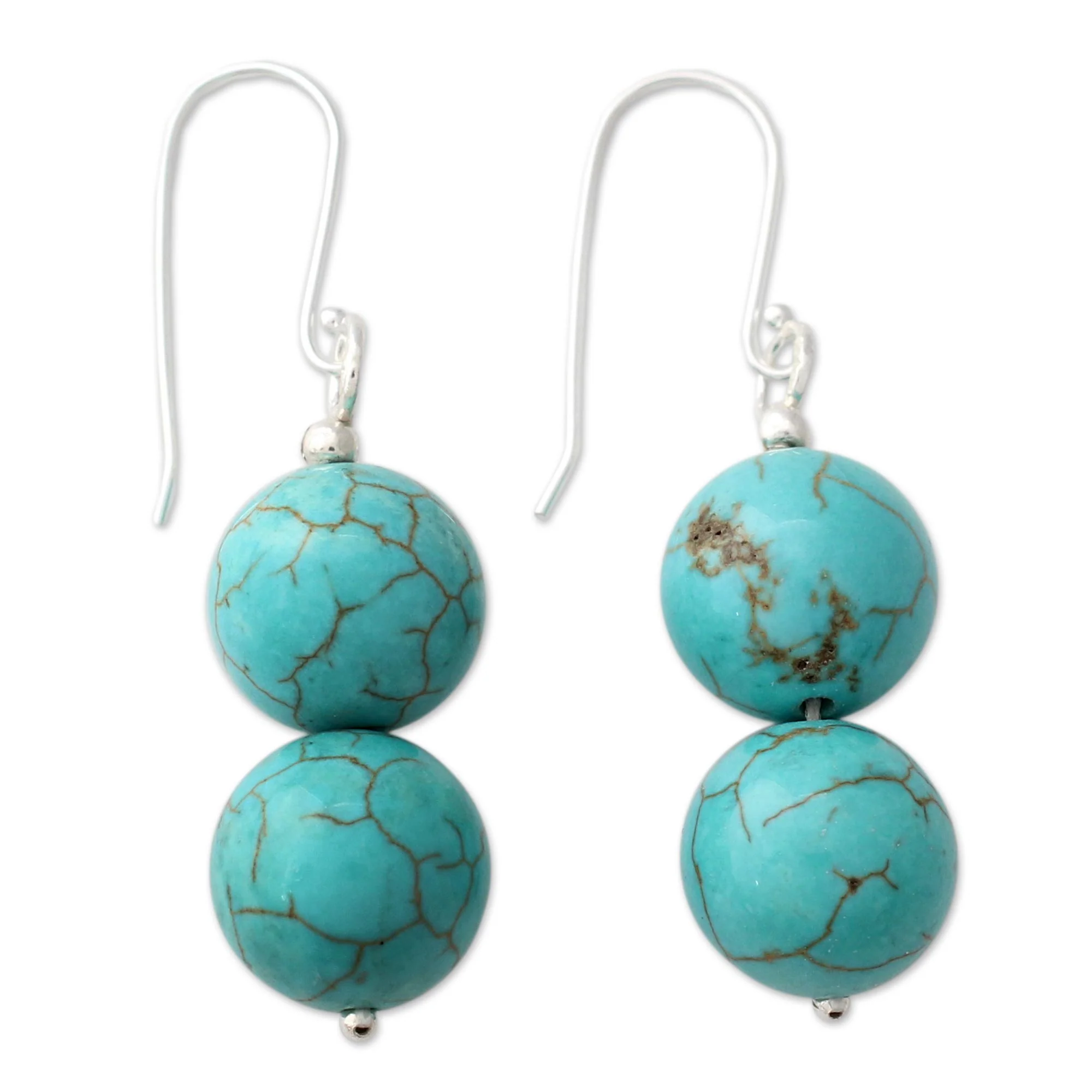 Azure Paths Handcrafted Indian Earrings with Reconstituted Turquoise - Image 2