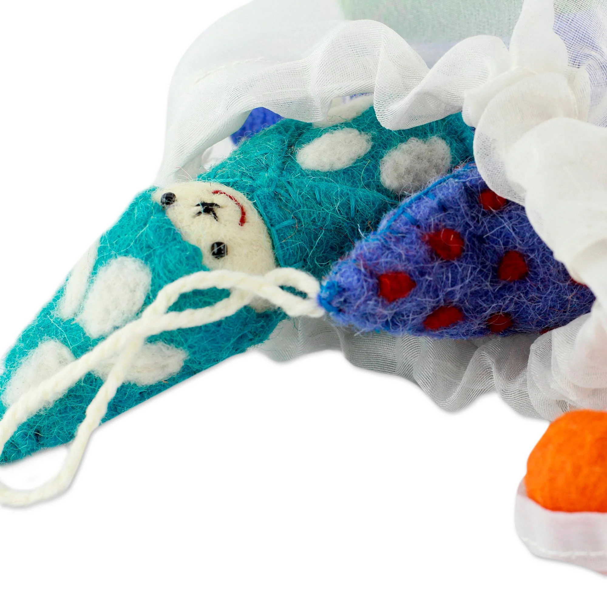 Babies in Snowsuits Set of 6 Handmade Wool Ornaments from India - Image 4
