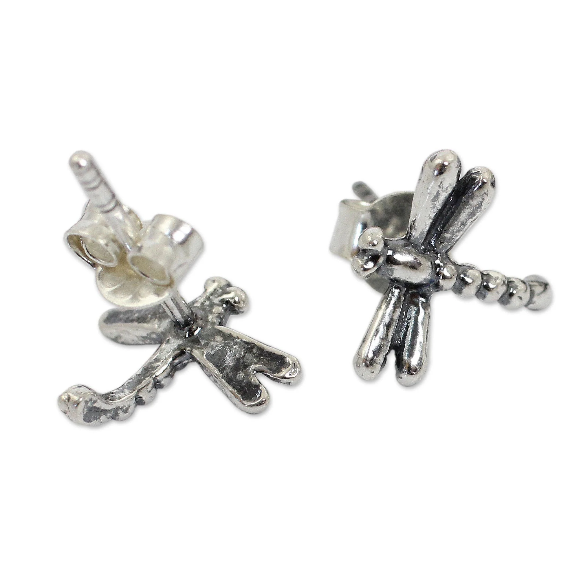Baby Dragonfly Sterling Silver Stud Earrings - Image 3
