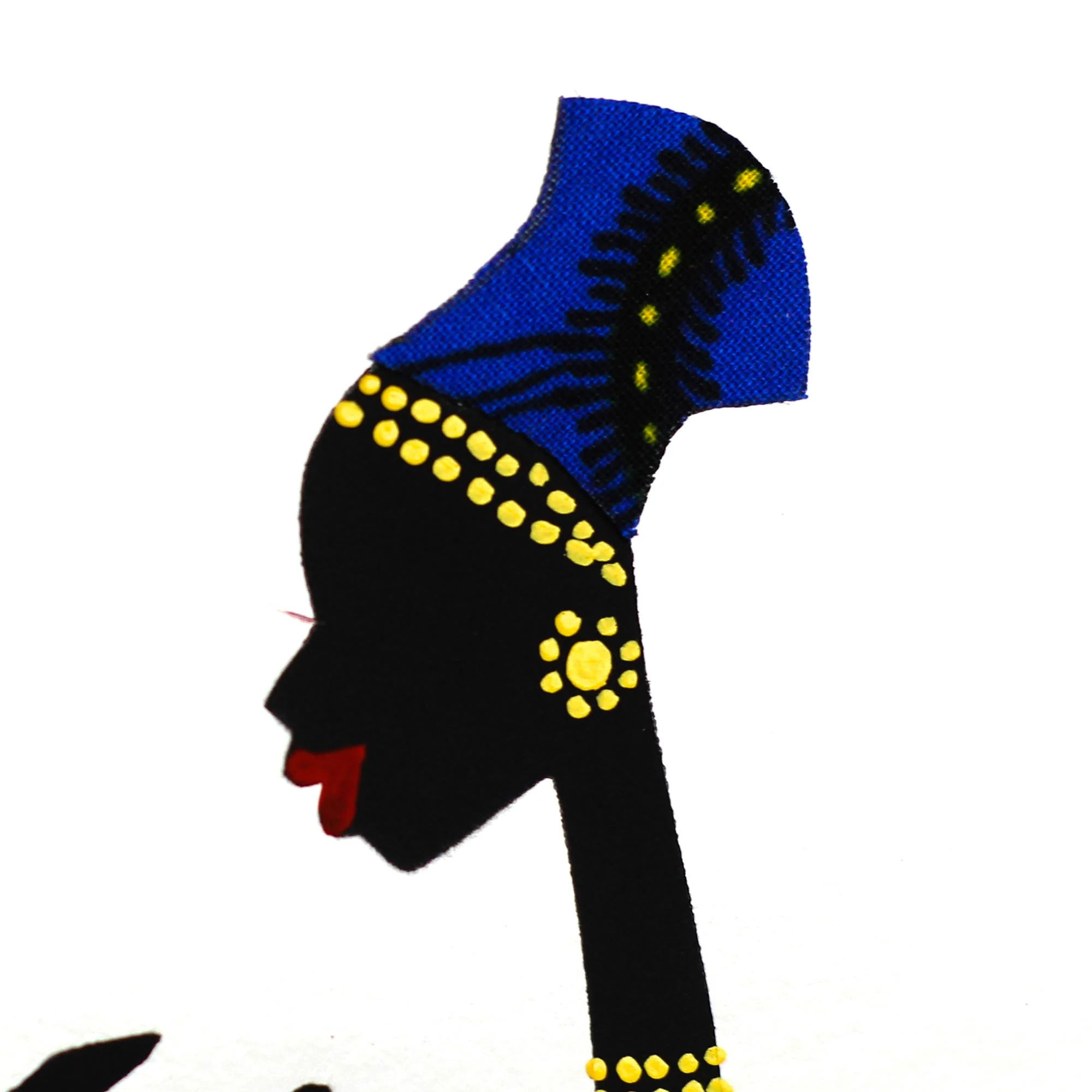 Baby Kaa Fo II Signed Mixed Media Painting of an African Mother in Blue - Image 2
