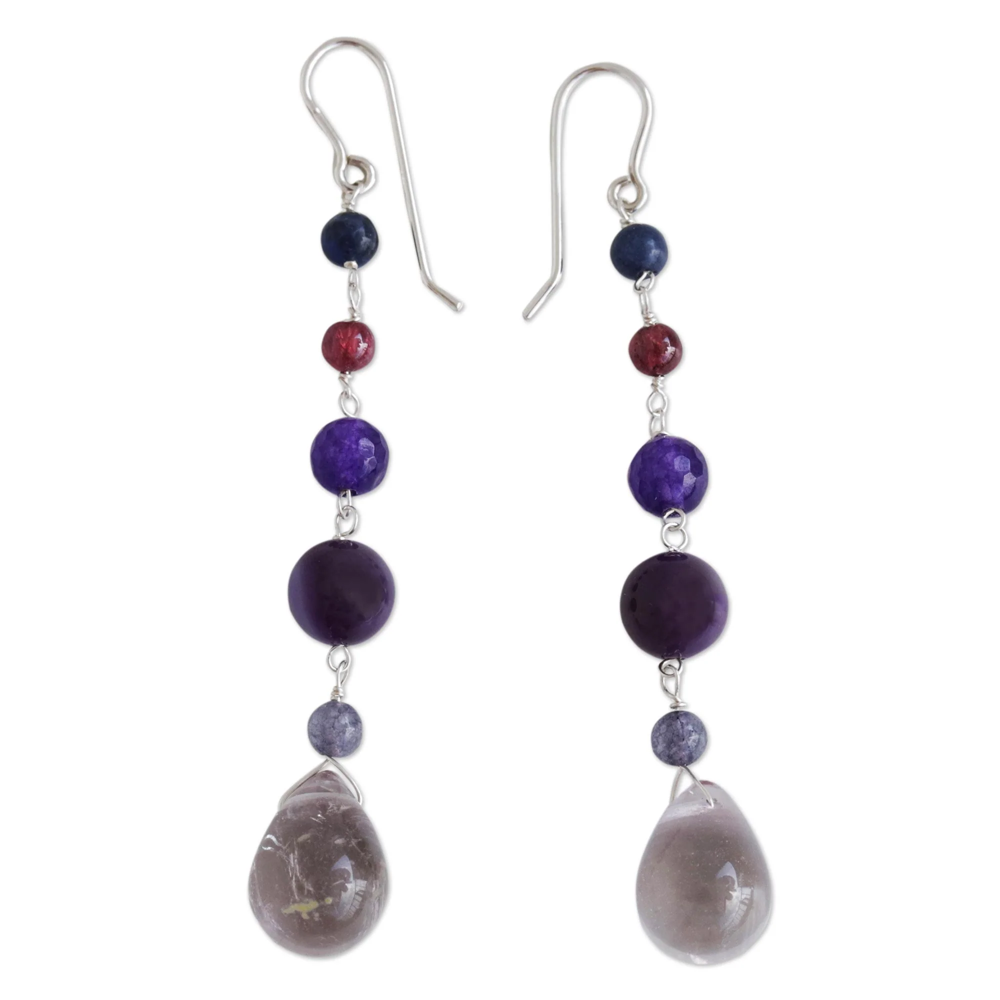 Balance and Calm Multi-Gemstone Long Dangle Earrings - Image 2