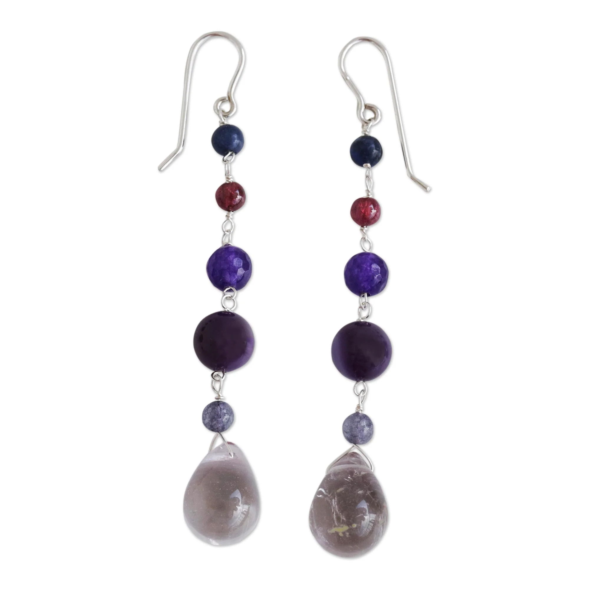Balance and Calm Multi-Gemstone Long Dangle Earrings - Image 3