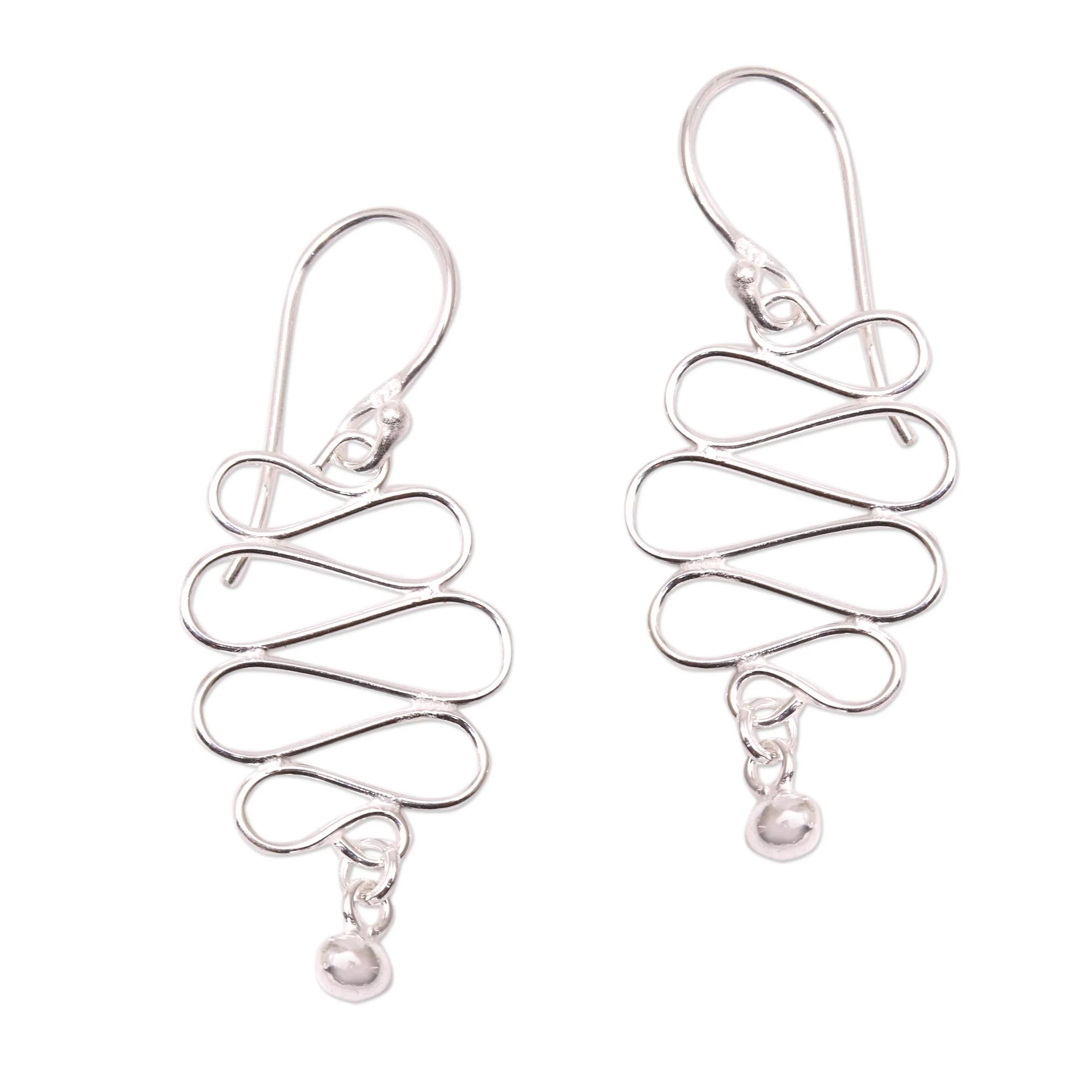 Bali Current Wavy Sterling Silver Dangle Earrings Crafted in Bali - Image 2
