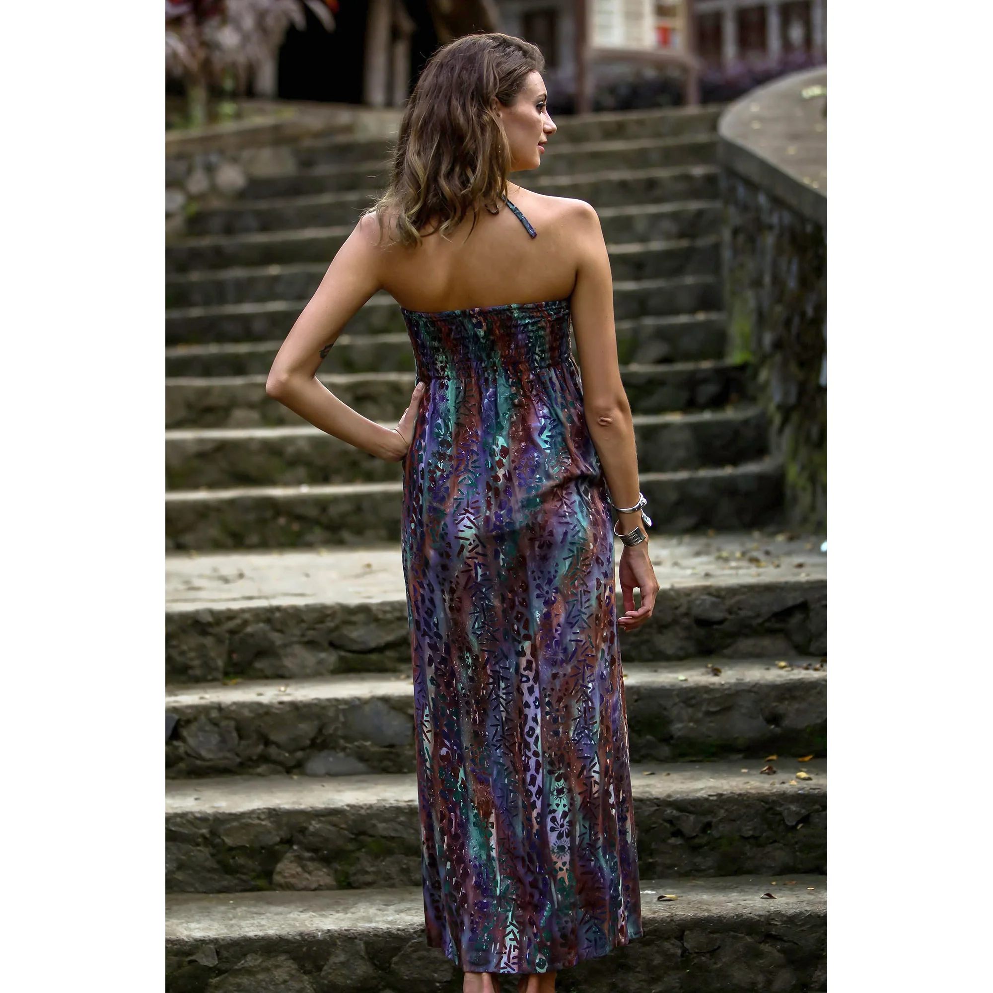 Bali Empress Multicolor Batik Dress - Image 3