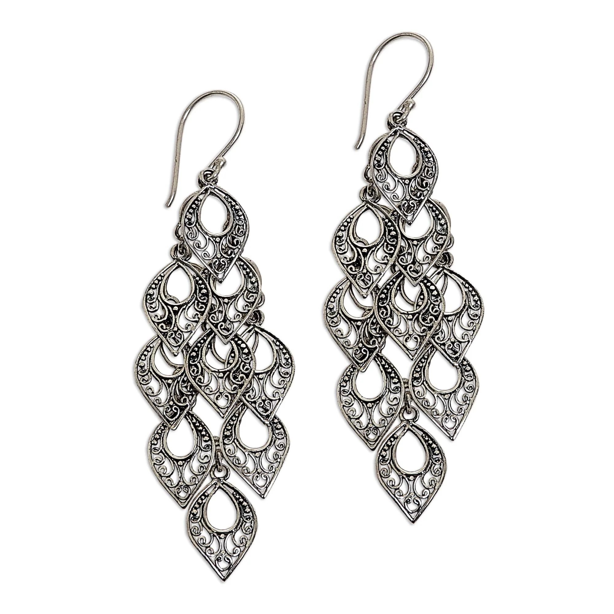 Bali Rain Hand Made Sterling Silver Dangle Earring from Indonesia - Image 2