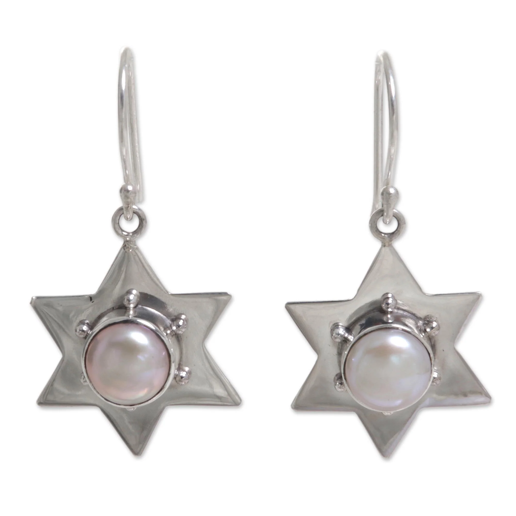 Bali Star Pearl Sterling Silver Dangle Earrings - Image 2