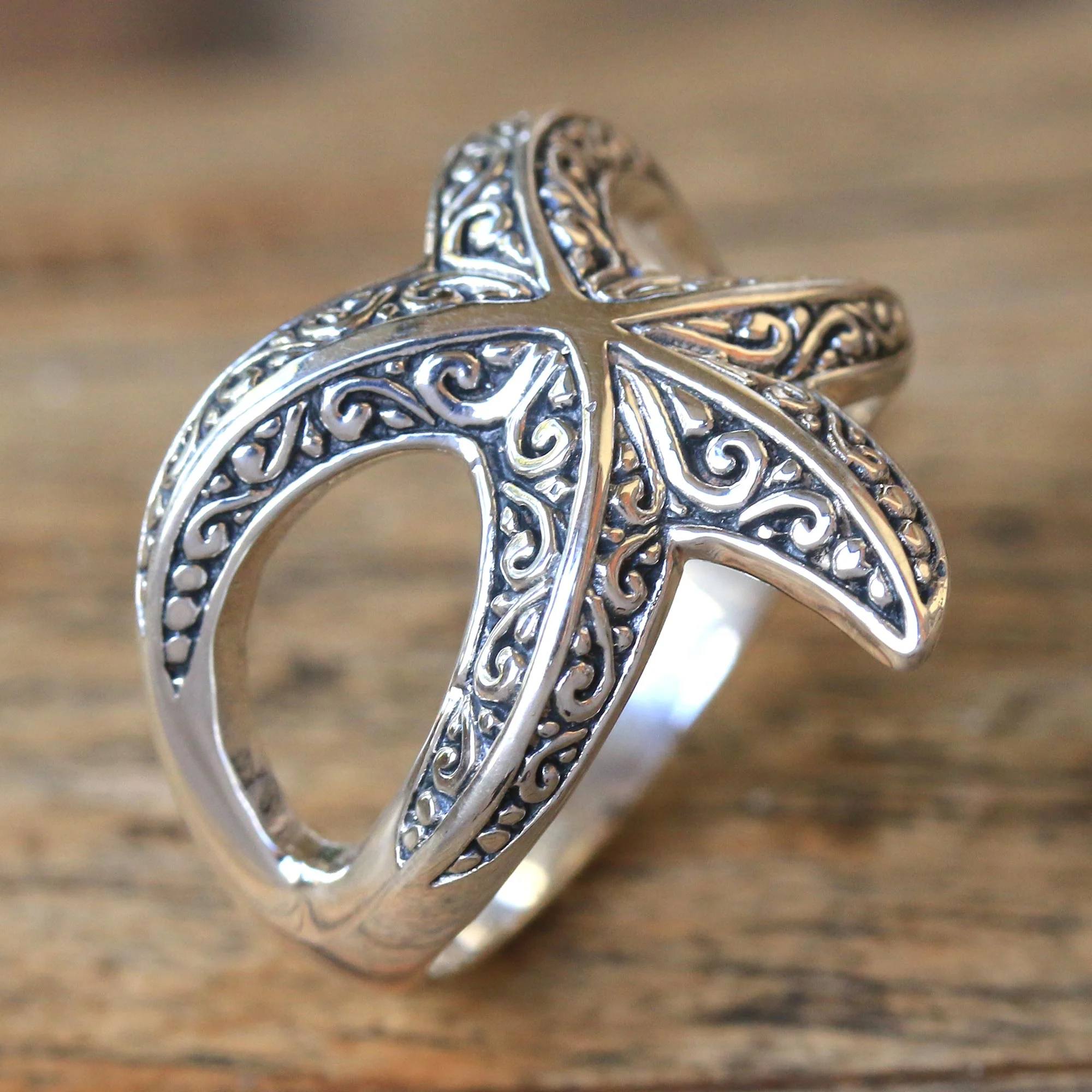 Bali Starfish Sterling Silver Ring
