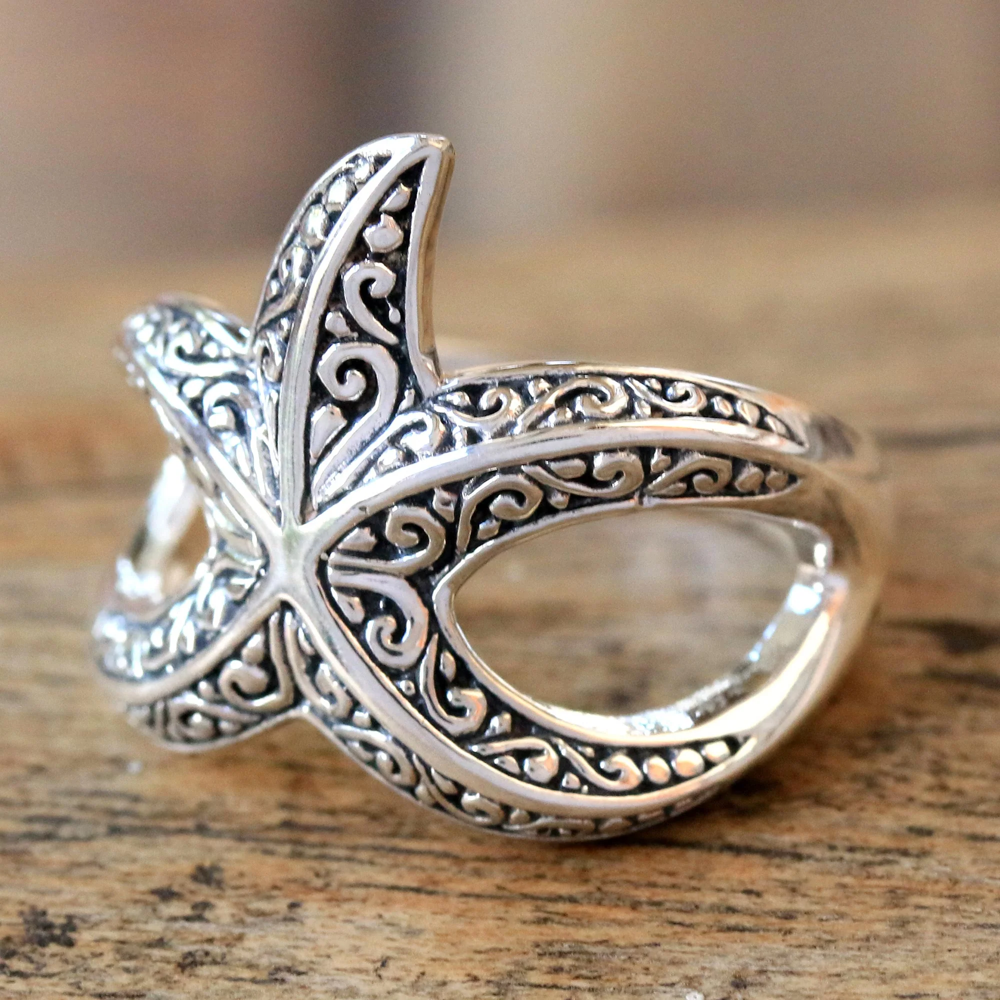 Bali Starfish Sterling Silver Ring - Image 10