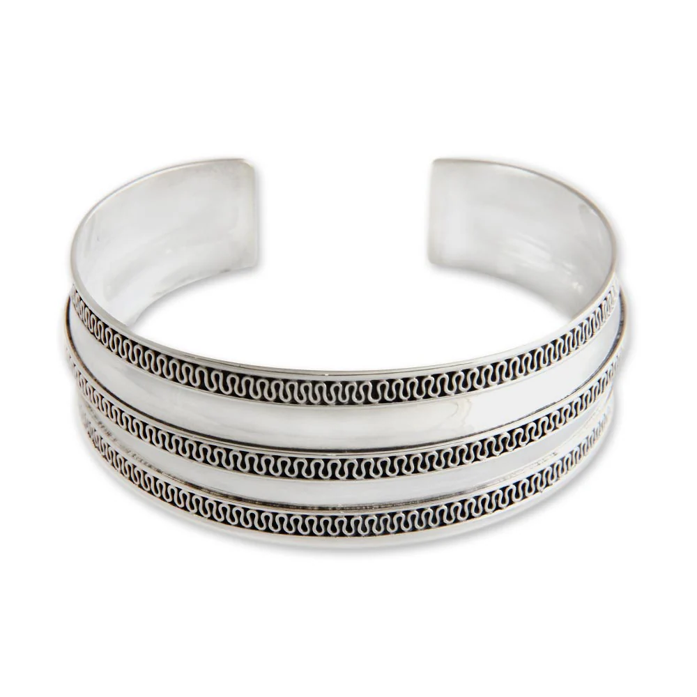 Balinese Ruffles Sterling Silver Cuff Bracelet - Image 3