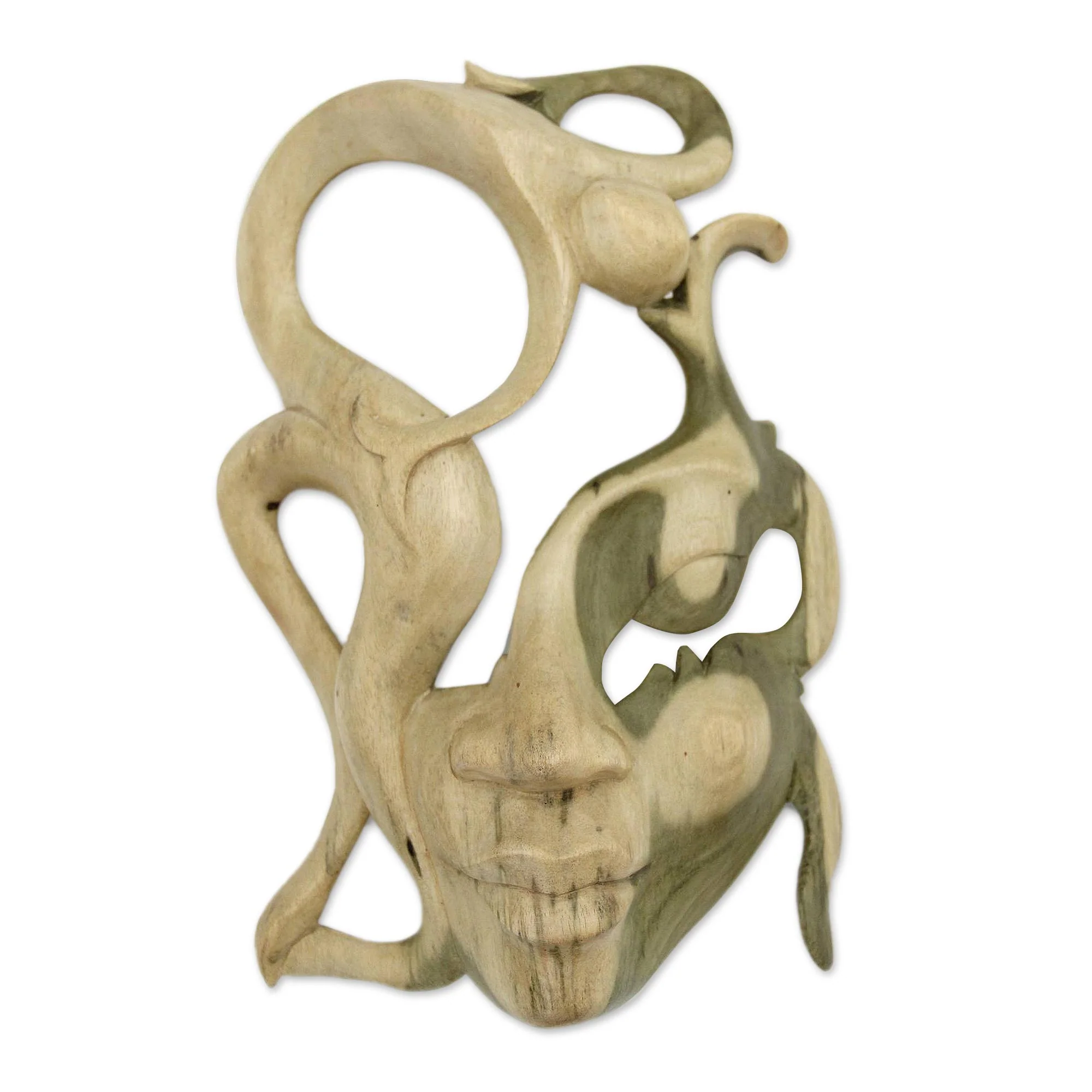 Balinese Woman Unique Modern Wood Mask - Image 2