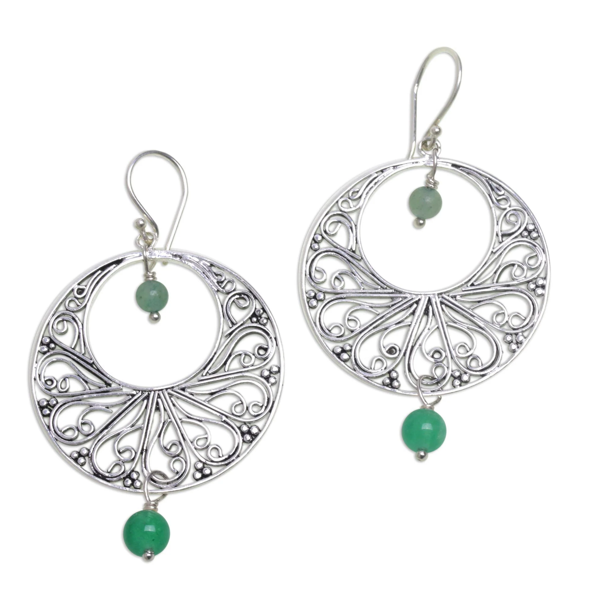 Ballroom Dance Handmade 925 Sterling Silver Green Quartz Dangle Earrings - Image 2