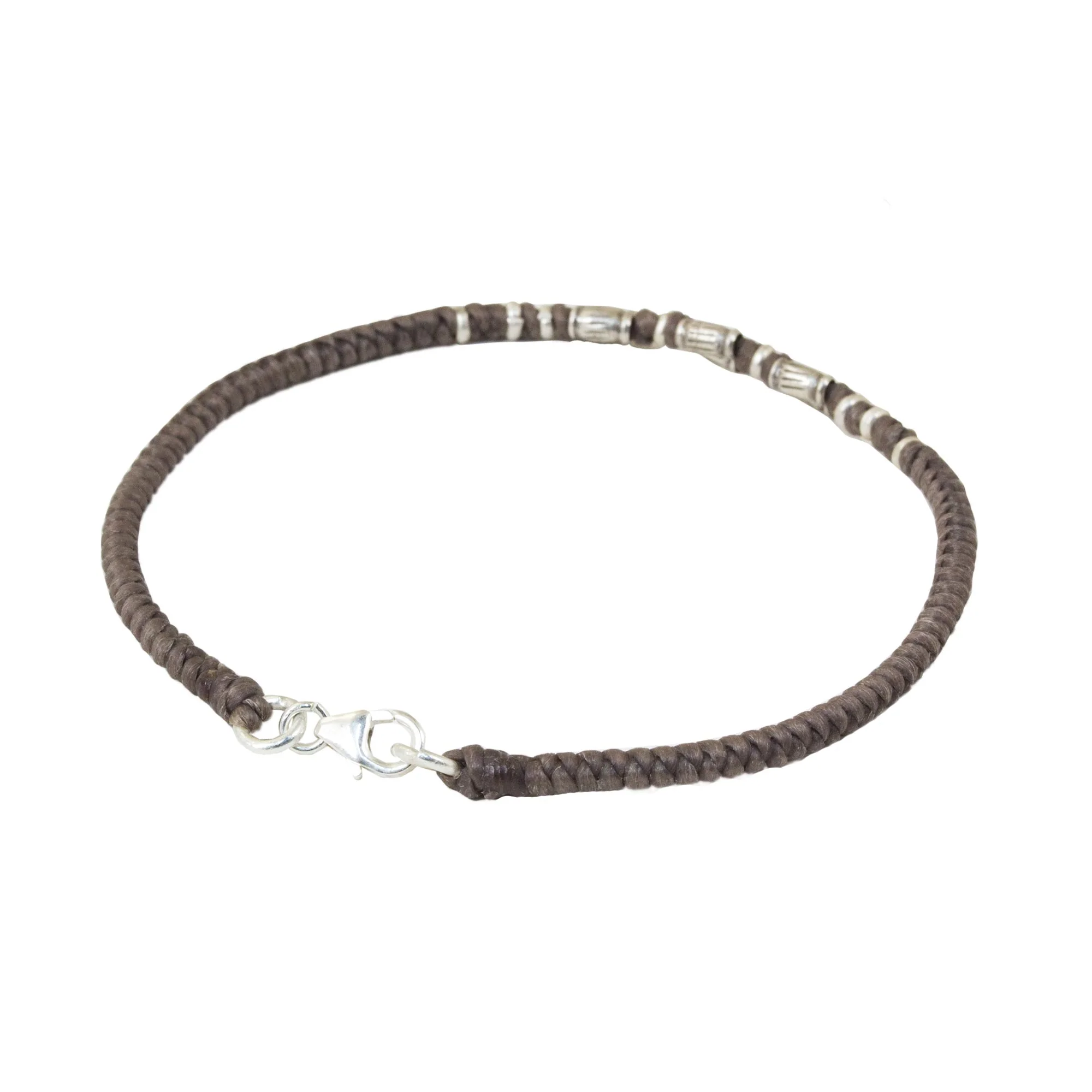 Bamboo Bracelet in Taupe 950 Silver Accent Wristband Bracelet from Thailand - Image 3